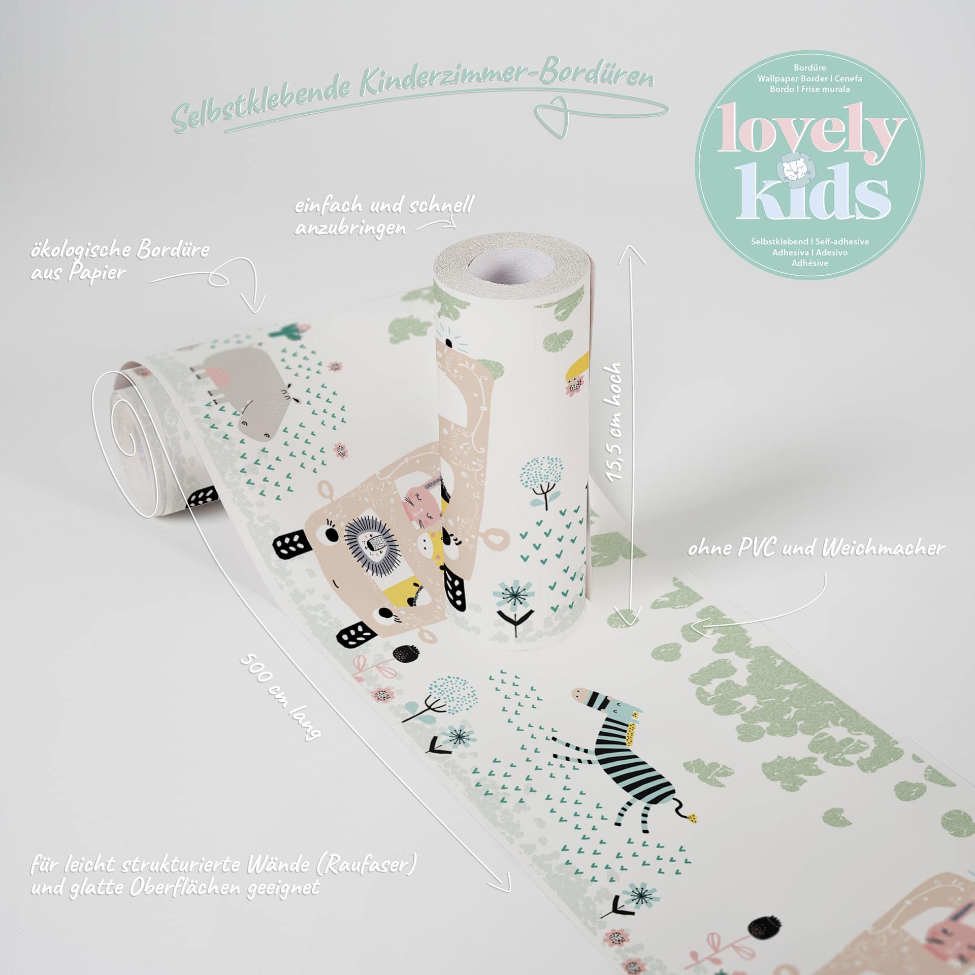 A.S. Création Lovely Kids Frise autocollante enfant - Multicolore, Jaune