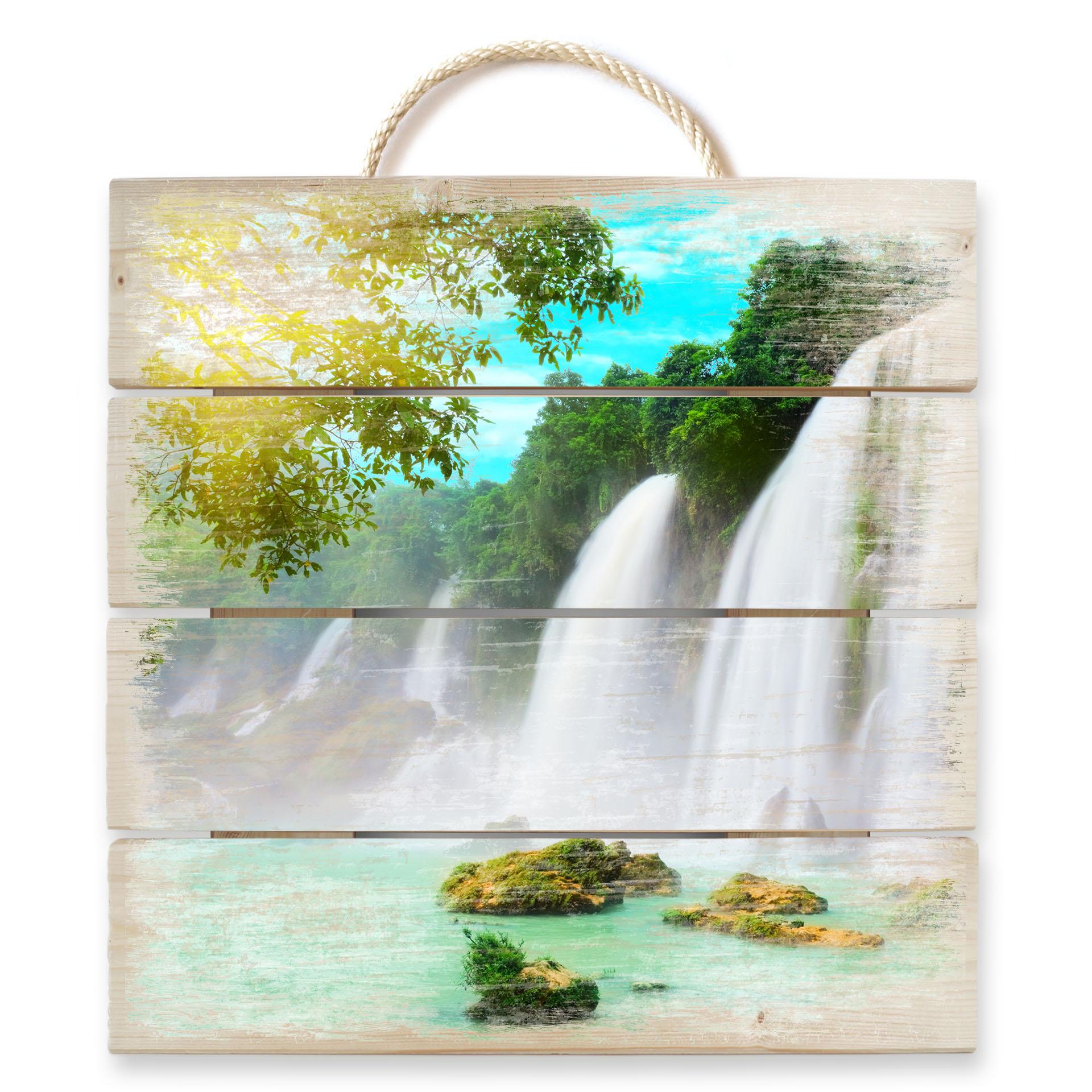 Obraz drewniany niebieska laguna - 40x41,5 cm