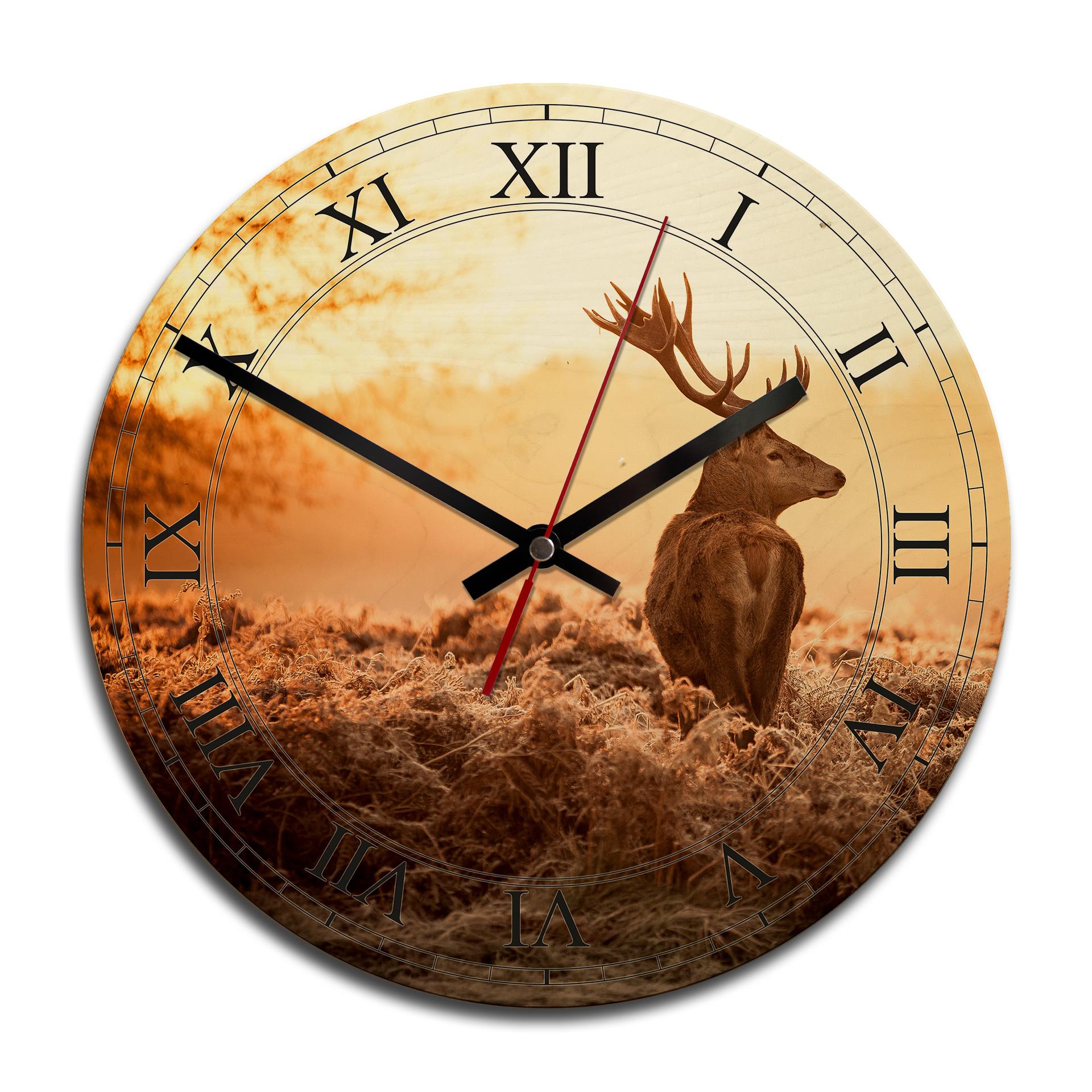 Horloge murale en bois - Cerf majestueux
