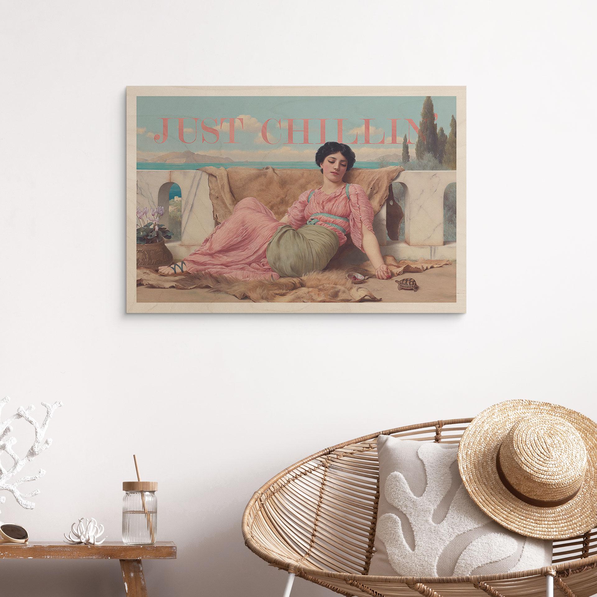 Træplakat Just Chillin - Inspireret af John William Godward