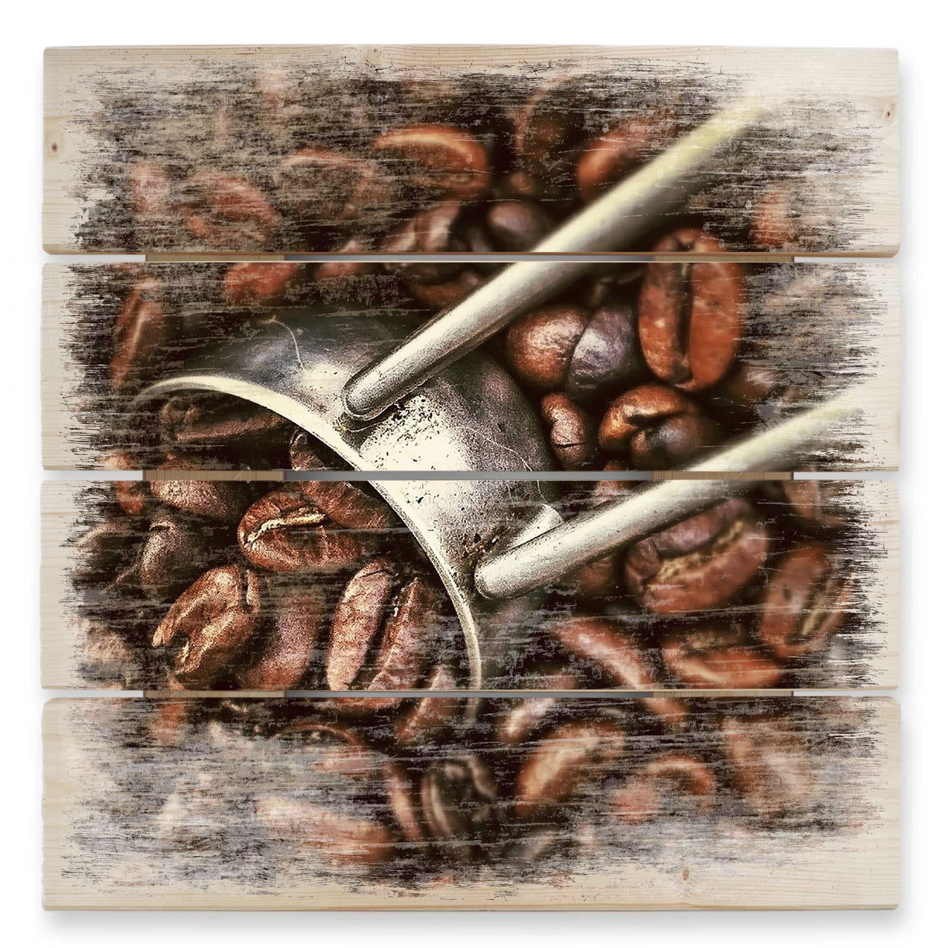 Cuadro de madera tostadero de café - 40x41,5 cm