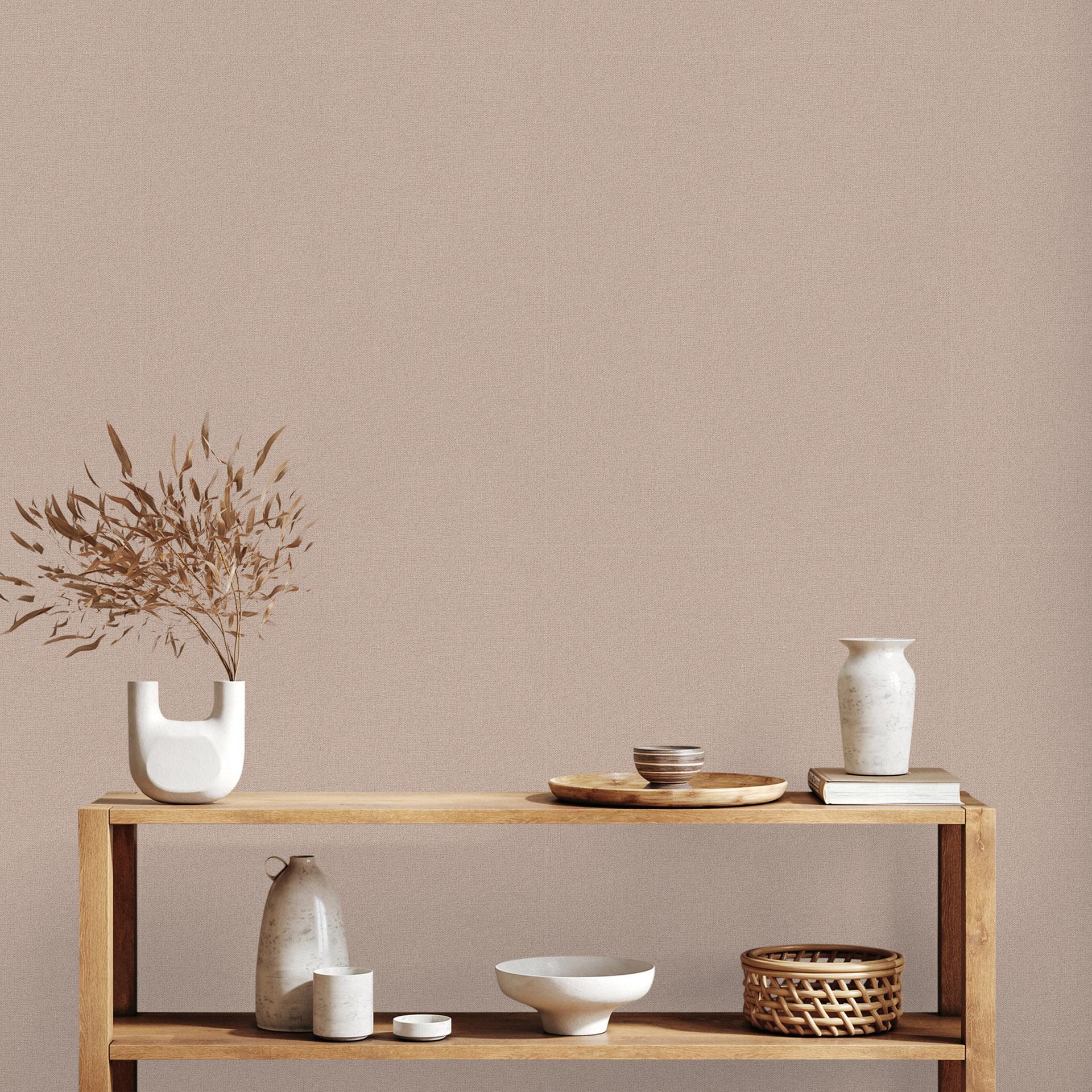 Behang Stof-look bruin duurzaam - vliesbehang plains van A.S. Création 386662