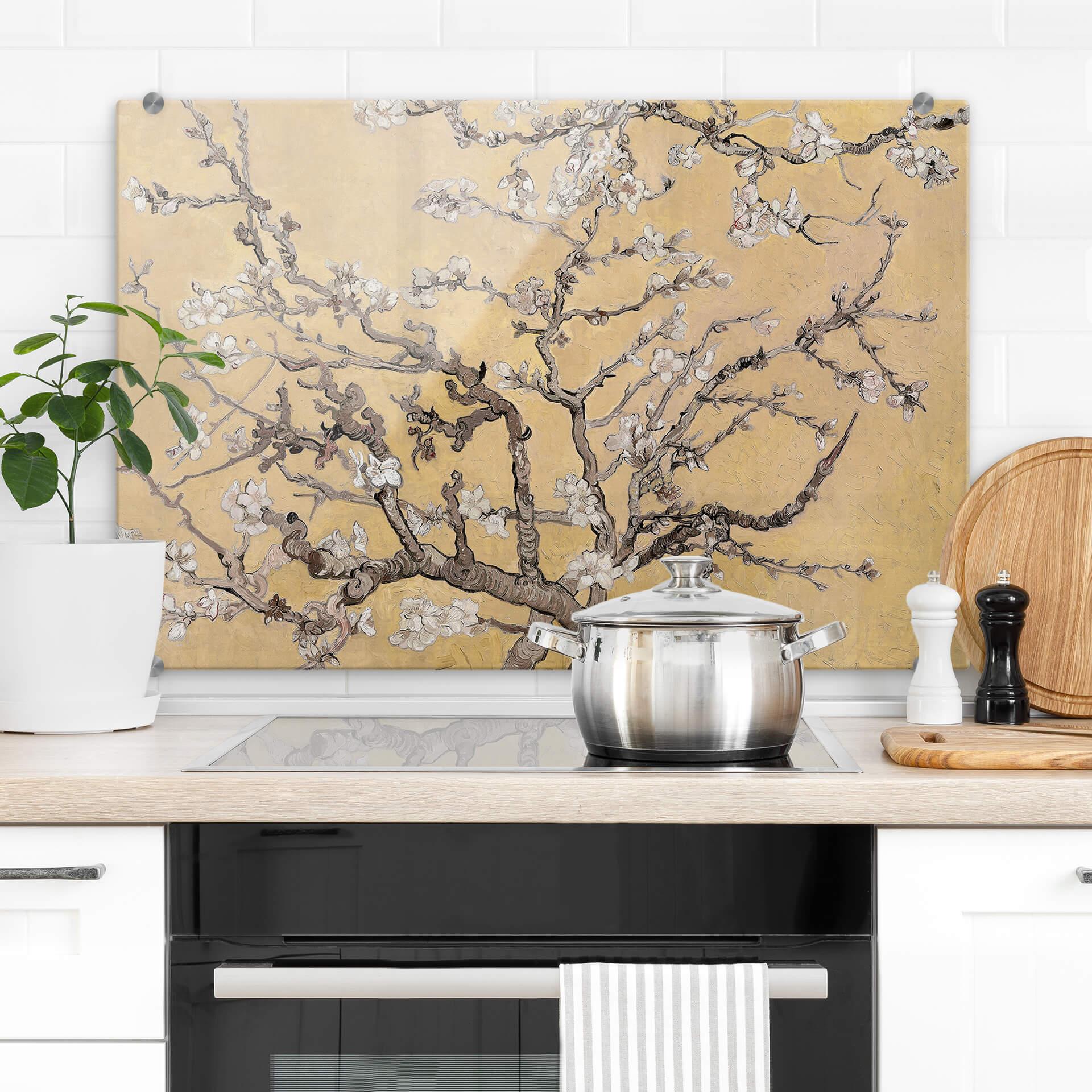 Stænkplade - van Gogh - Mandelblomst creme