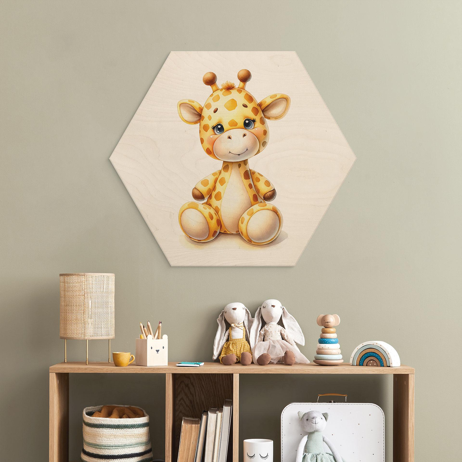 Hexagon Holzbild Kleine Giraffe - Magnusson
