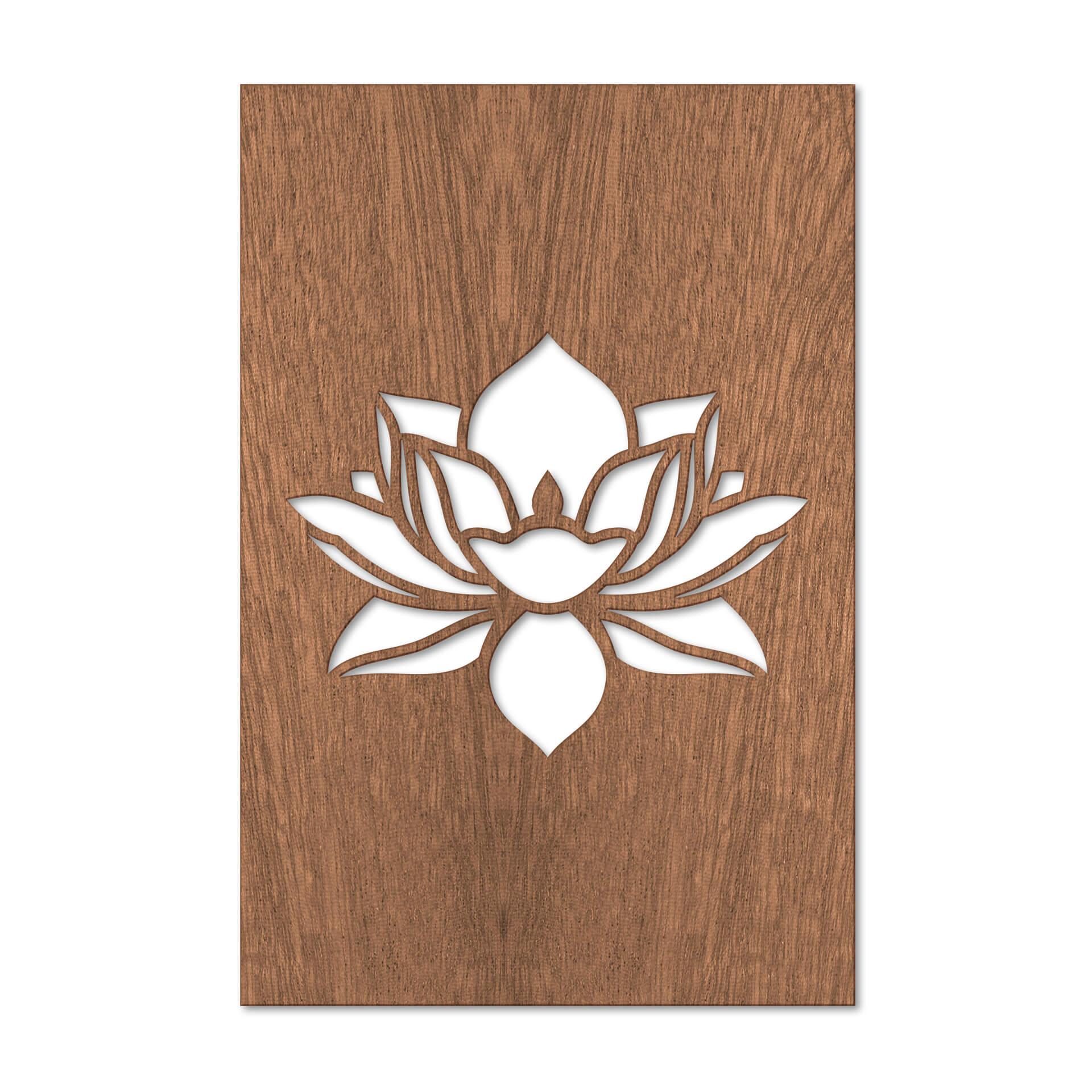 Houten Wanddecoratie Mahoniefineer - Lotusbloem
