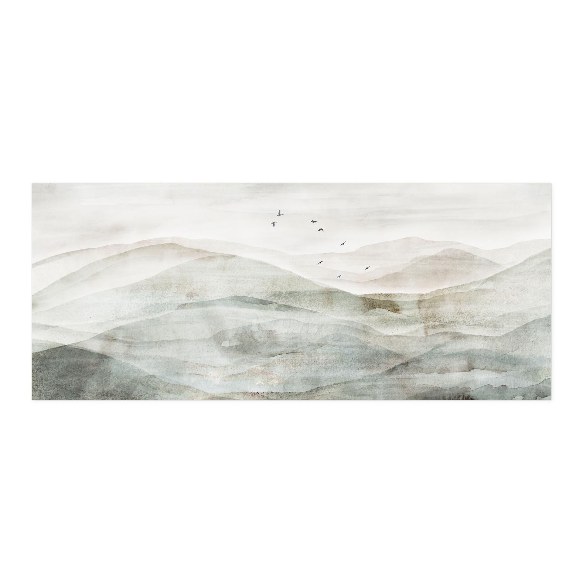 Selbstklebende Küchenrückwand Neblige Berglandschaft Aquarell - Ms Tiff