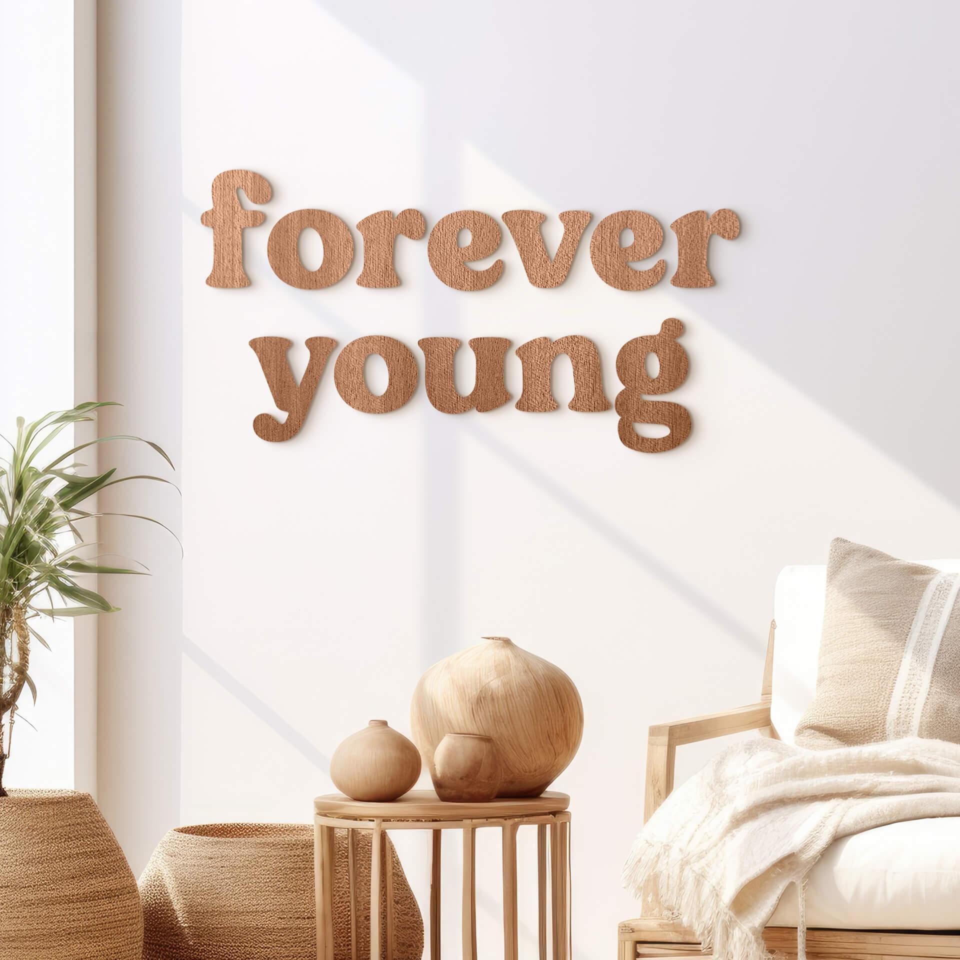 Træ vægdekoration mahogni finer Forever Young