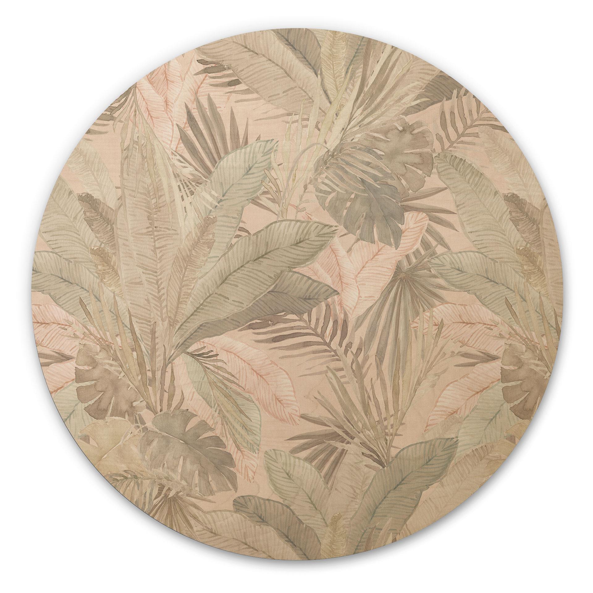 Billede af træ tropiske blade i junglen pastel - Bloomery Decor - Round