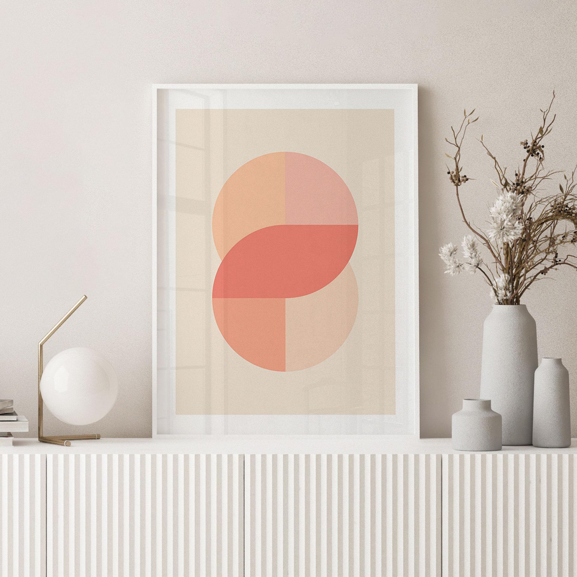 Plakat Geometriske former i orange-lyserød - 1X Studio
