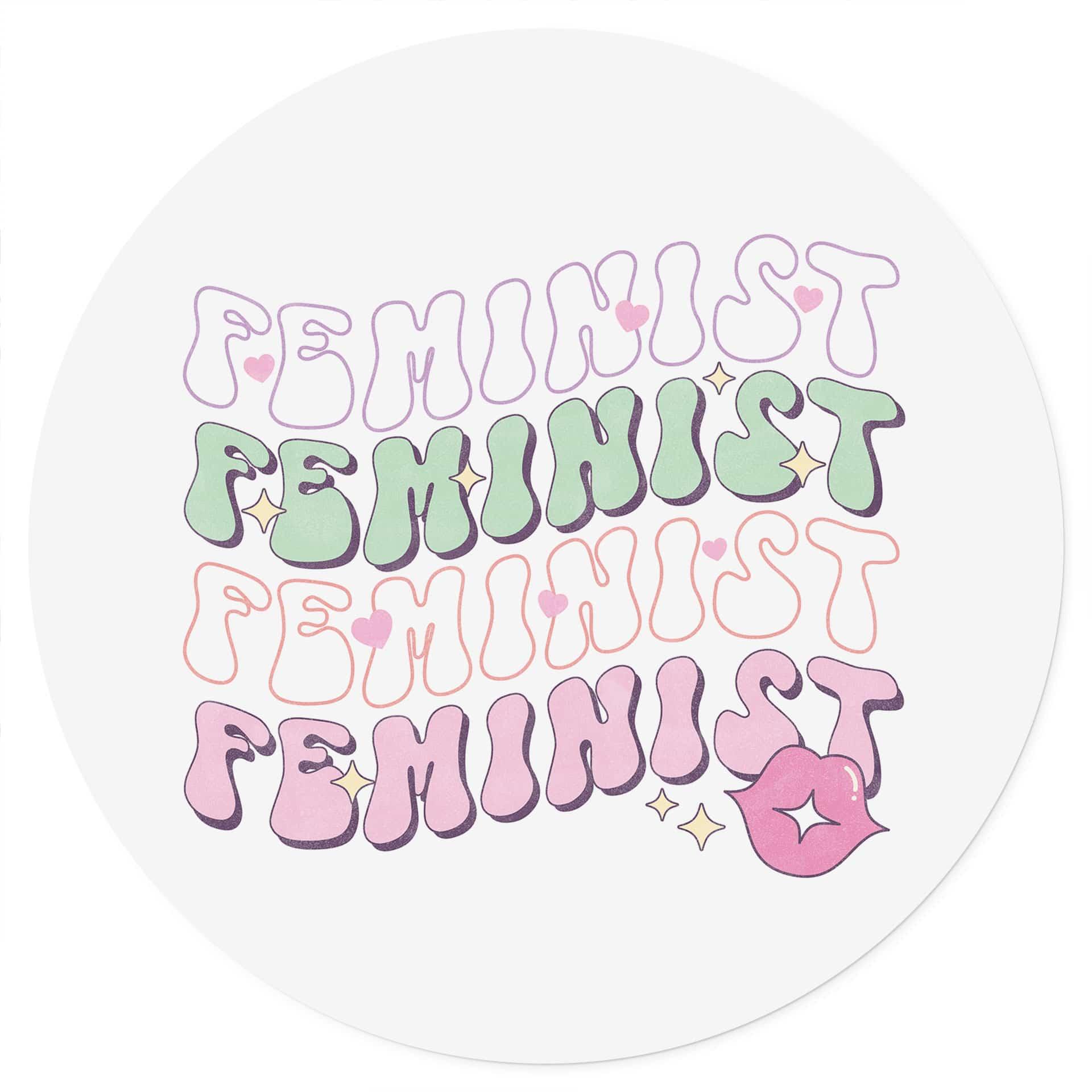 Feministisk kyssemund pop art Wallsticker - Rund