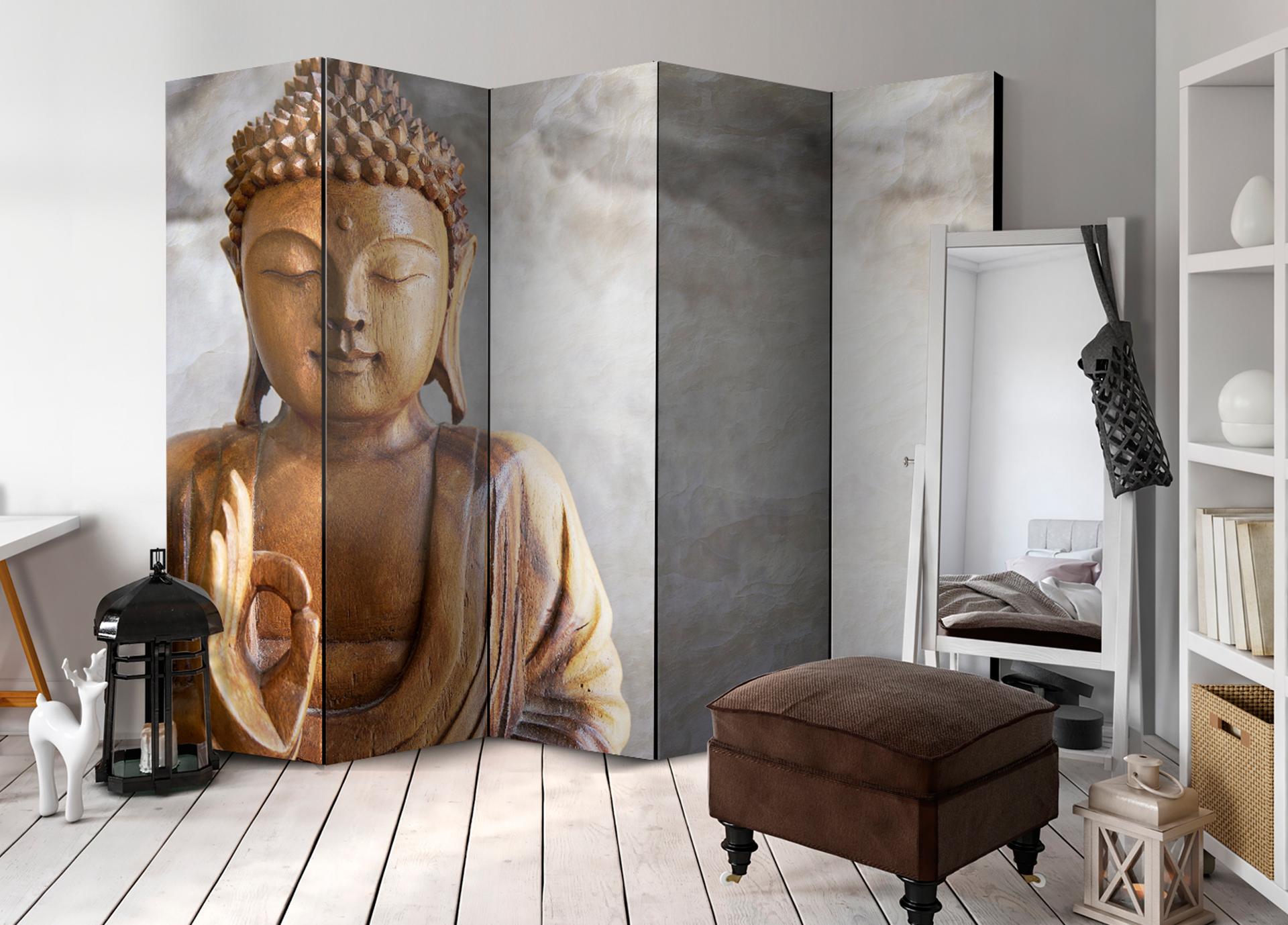 Schermo divisorio - Buddha, 5 pezzi - 225x172 cm