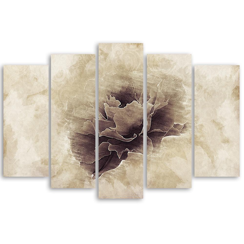 Lærred print 5 styk, Rose Flower Vintage Beige