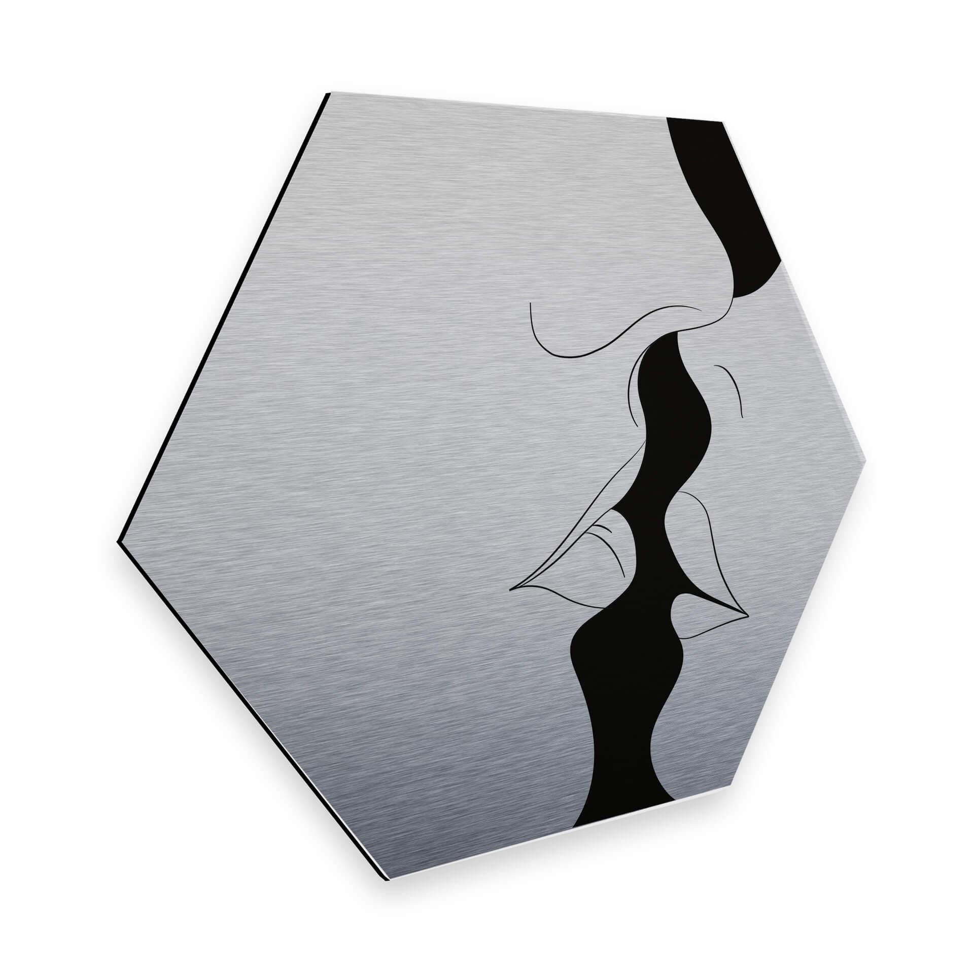 Hexagone - Alu-Dibond effet argenté - Nordic Creators White Kiss