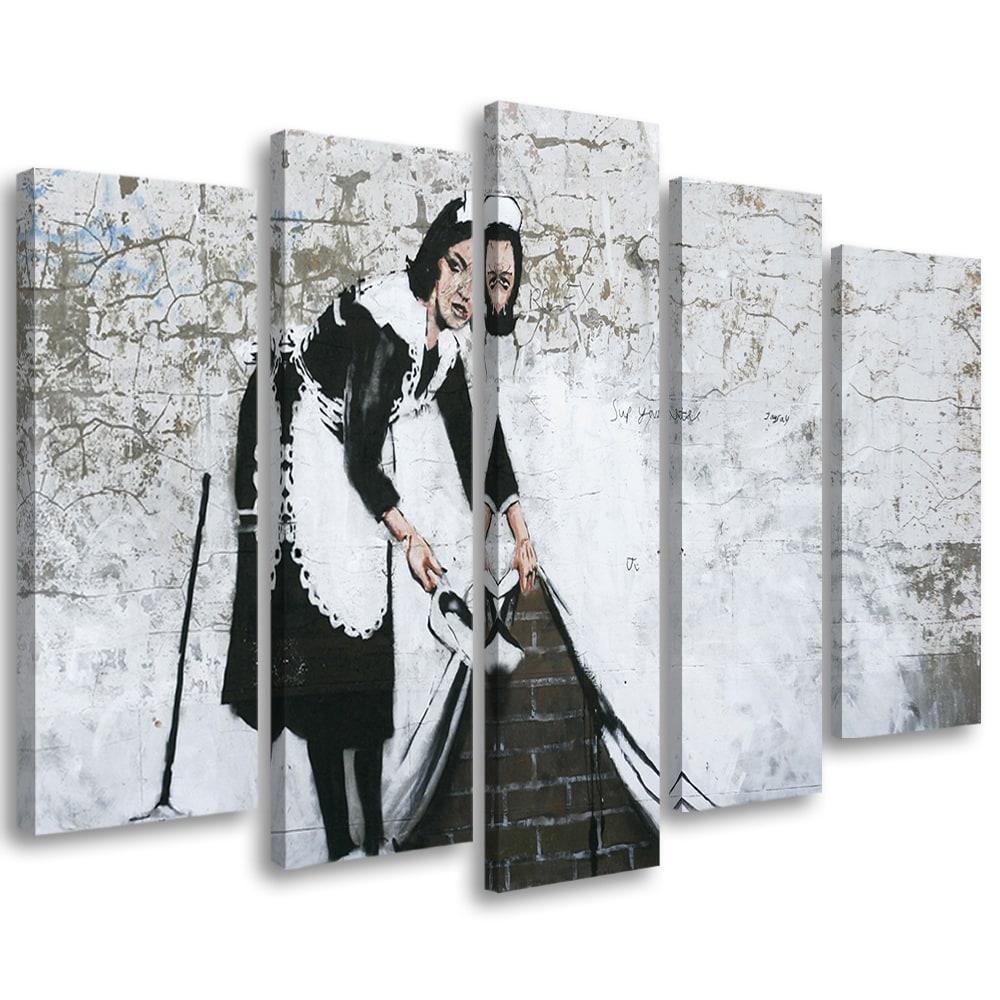 Lærredstryk 5 stykker, Banksy Maid Street Art