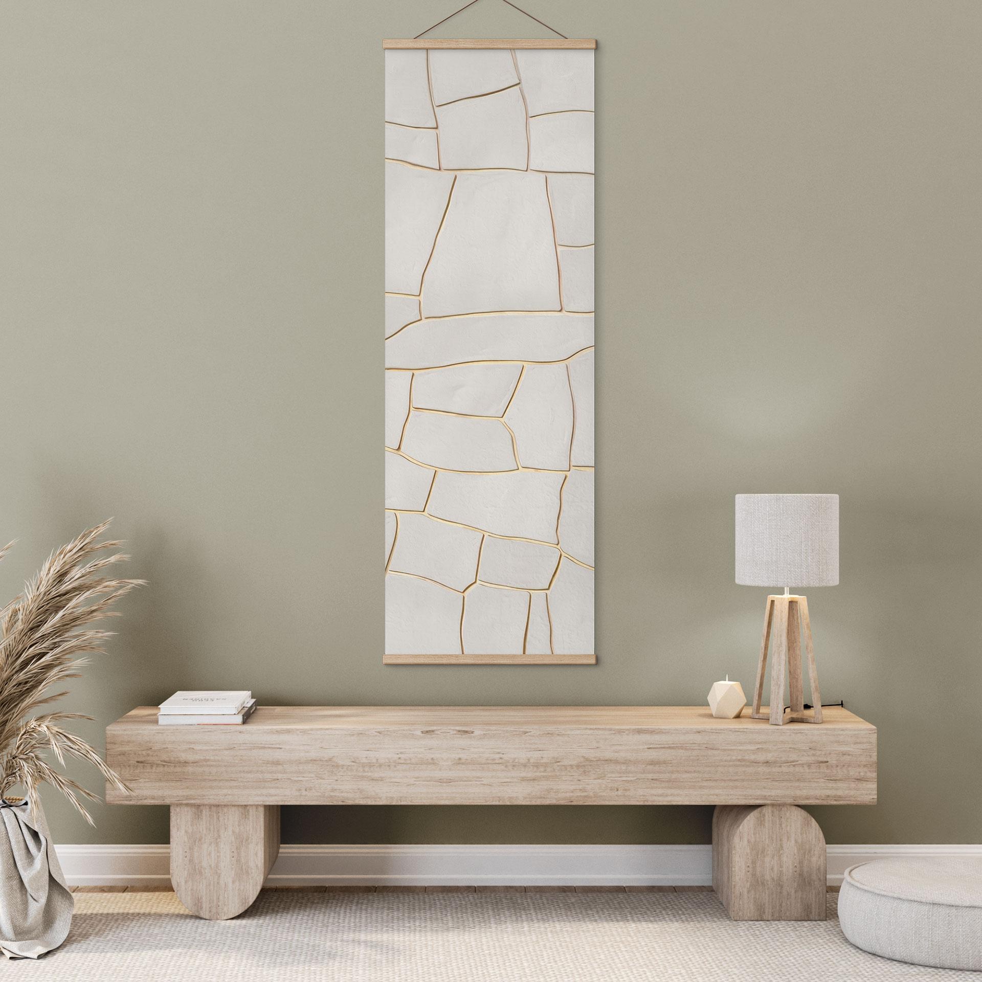 Tekstil plakat Abstrakt krakeleret mønster i beige | naturstensmønster - Alma - Panorama
