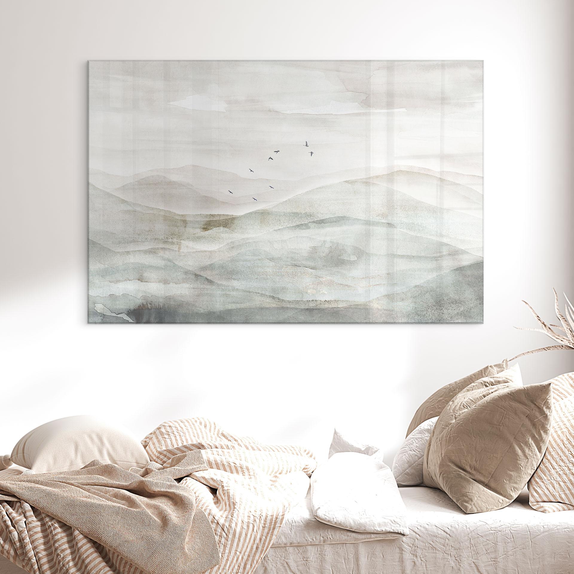 Acrylglasbild Neblige Berglandschaft Aquarell - Ms Tiff