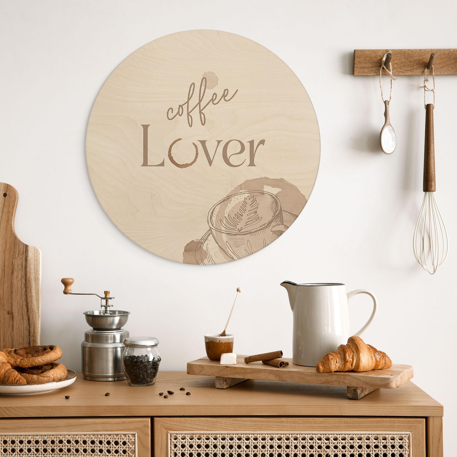 Væg cirkel træ Coffee Lover
