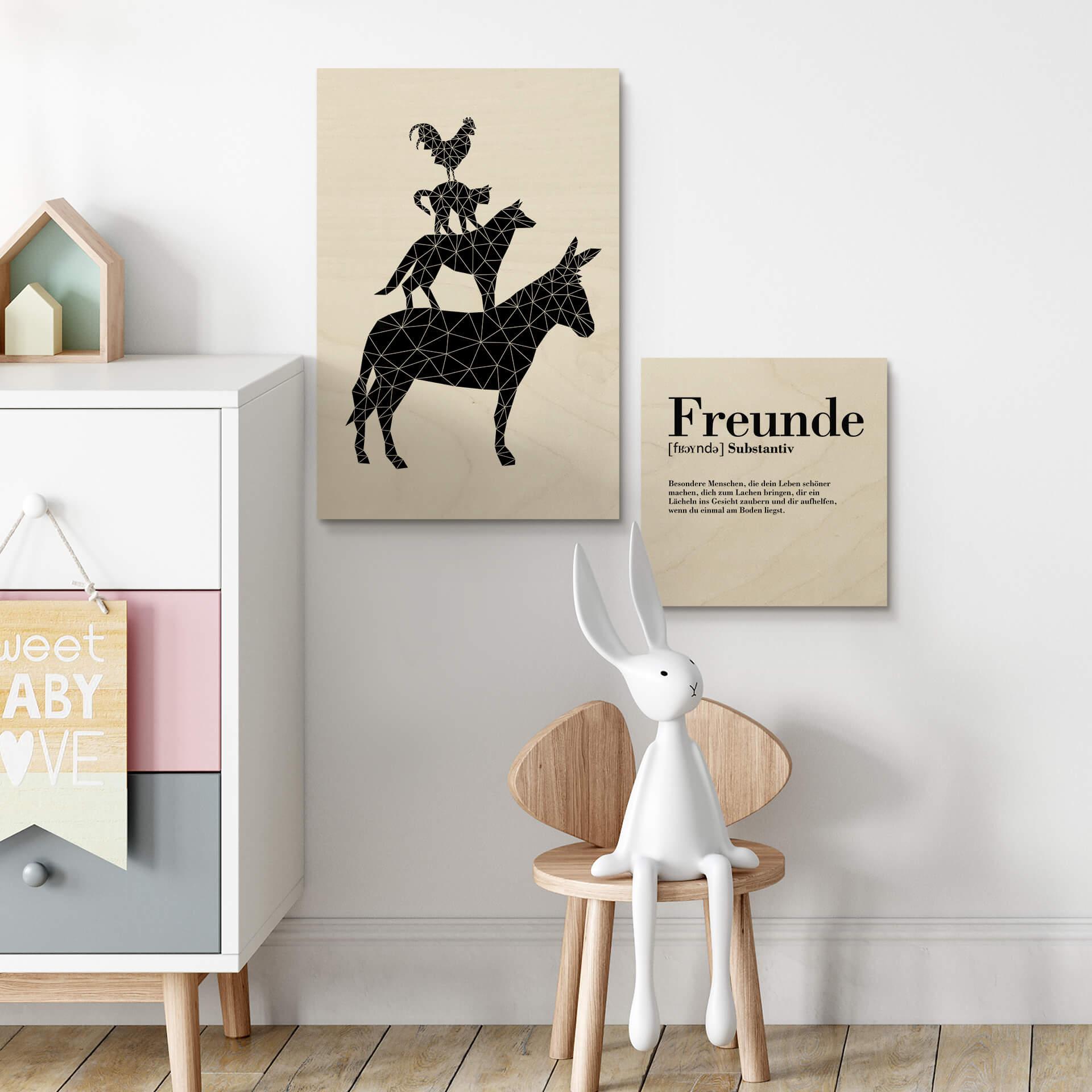 Plakat drewniany Nouveauprints - Geometryczni muzycy z Bremy