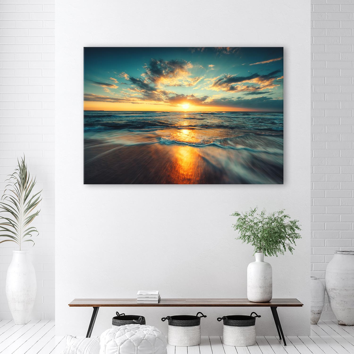 Canvasbillede, solnedgang hav