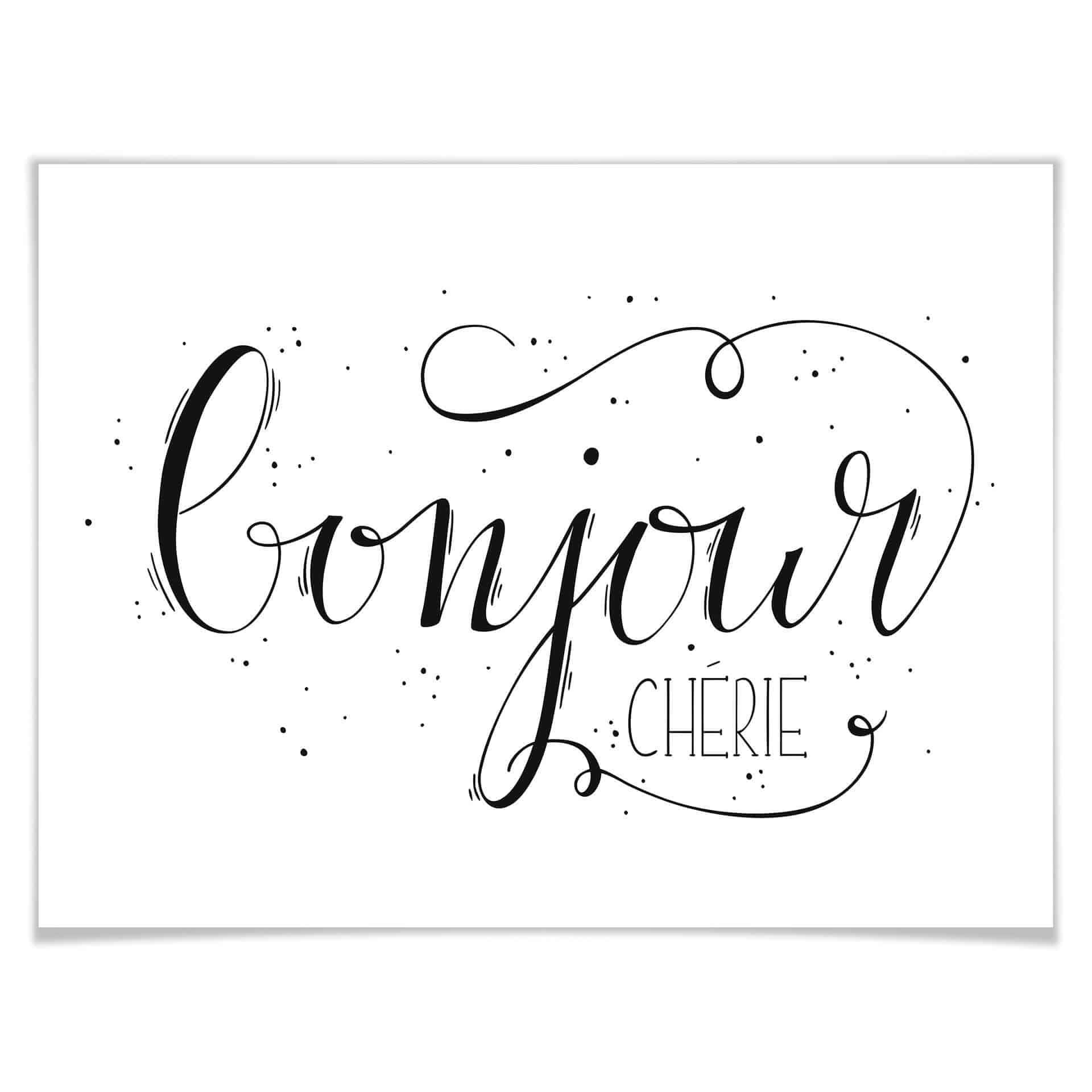 Plakat Bonjour Chérie - biały