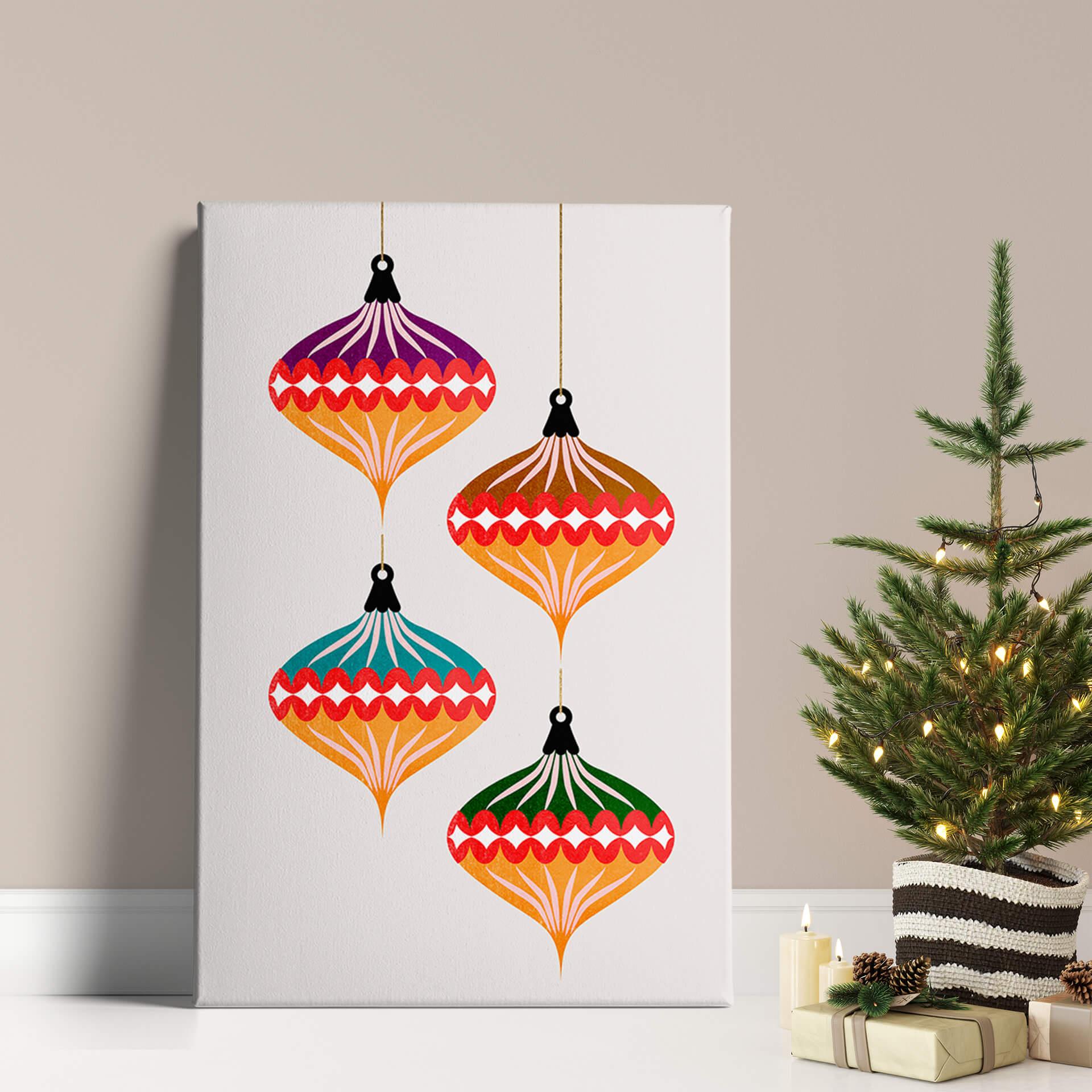 Canvas Kubistika - Retro Kerstballen