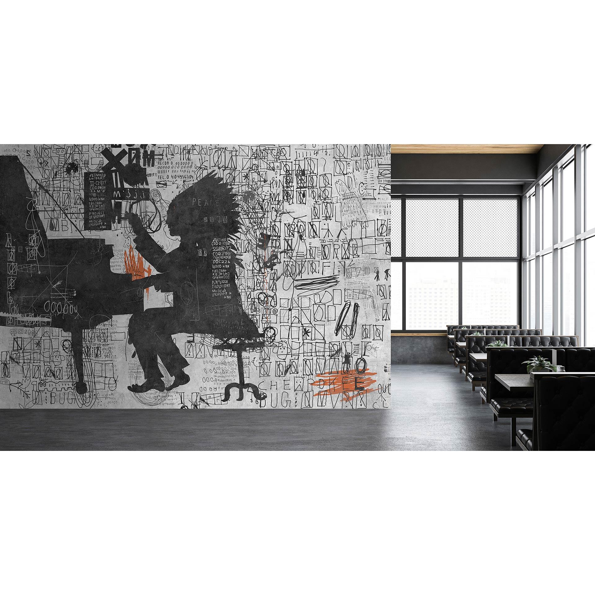 Livingwalls Fototapete Walls by Patel 3 Piano Bar 1 grau, schwarz, orange