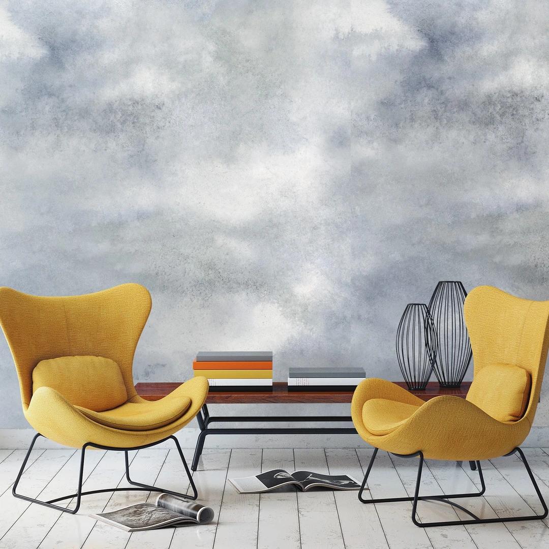 Fotobehang met lucht met wolken, grijs effen 3.40 x 2.12 m