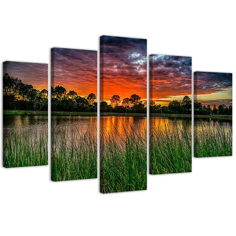 5 stykke lærredstryk, Sunset Lake