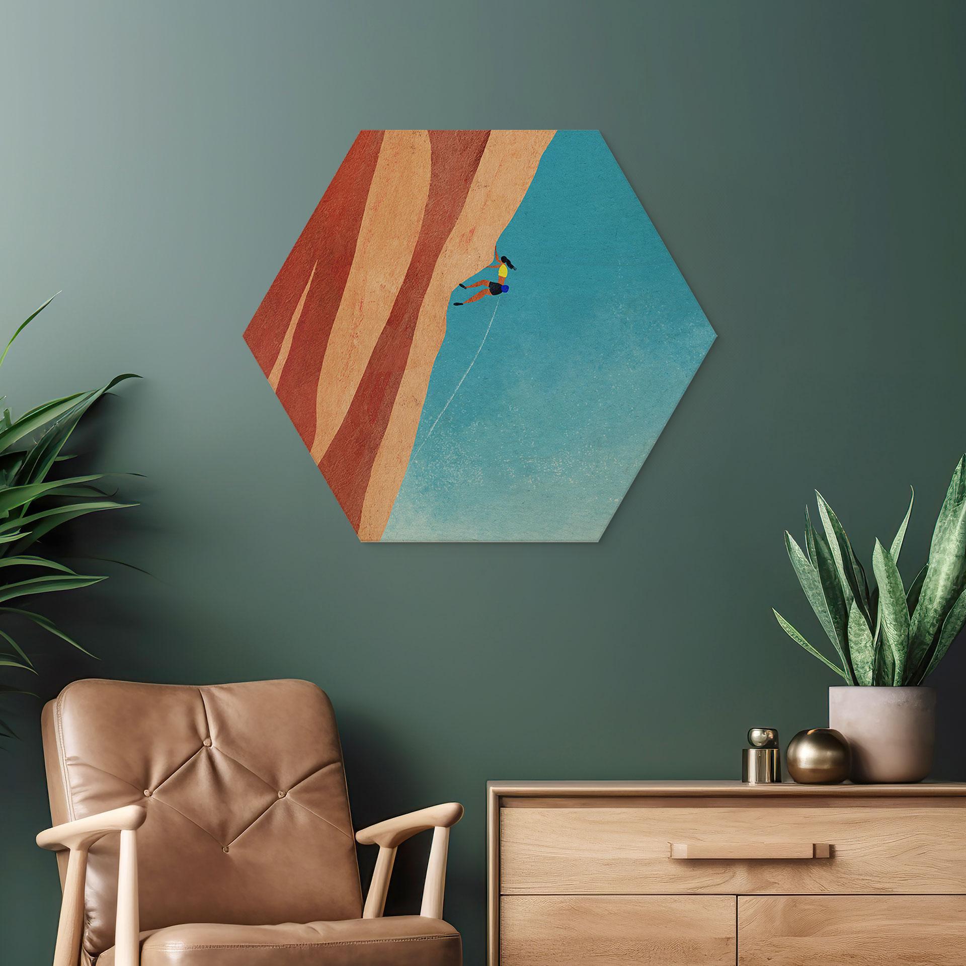 Hexagon-Holzbild Klettern am Grand Canyon - Rivers