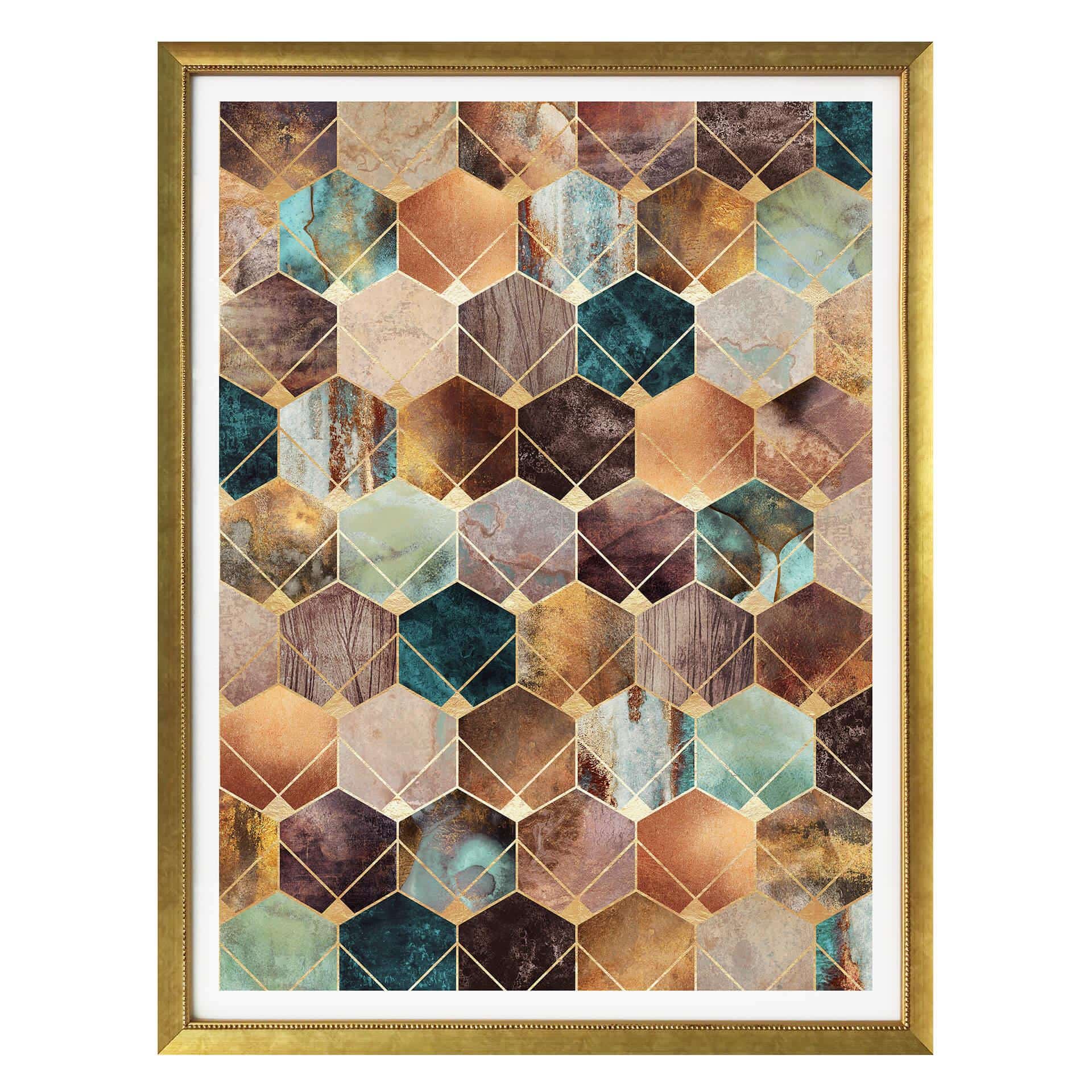 Frederiksson Plakat - Gold & Copper Hexagons