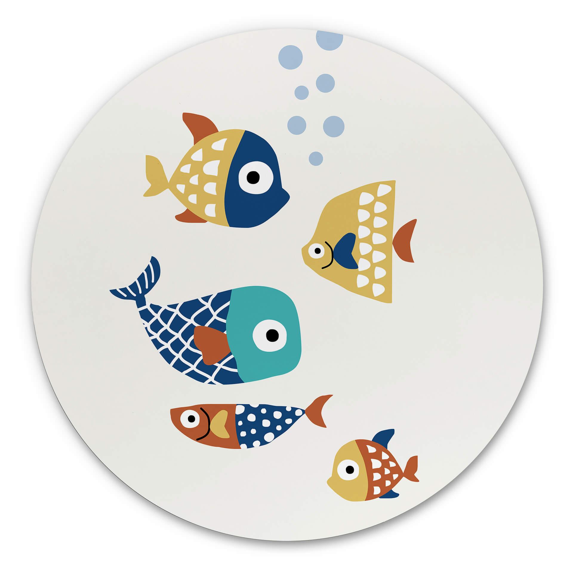 Wandcirkel Kubistika - Colorful Fish