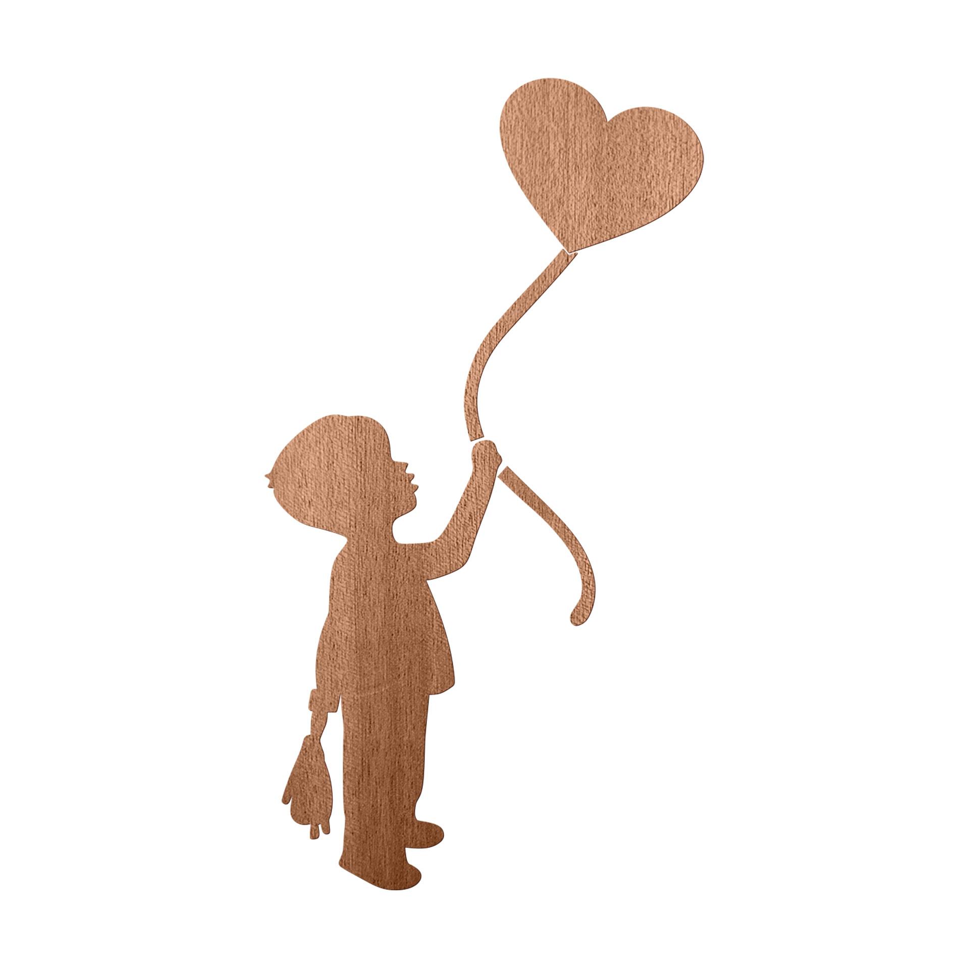 Houten Wanddecoratie Mahoniefineer Jongen met hartballon