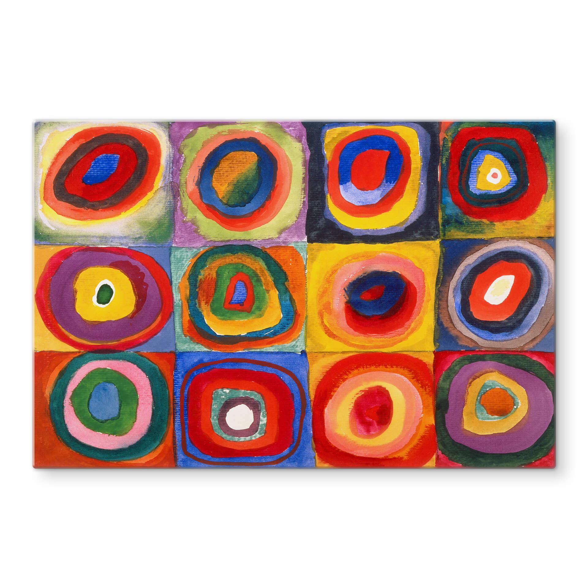 Stænkplade - Kandinsky - Farvestudie; Kvadratisk og koncentriske ringe