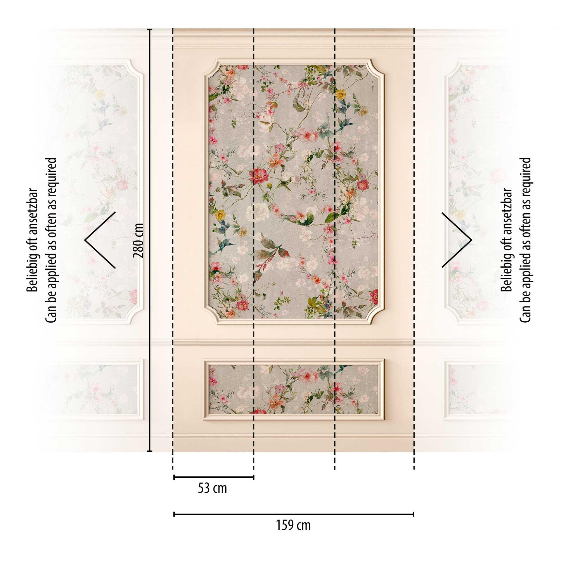 vintage behang met bloemmotief - vliesbehang 3D panelen - elegant woonkamer behang