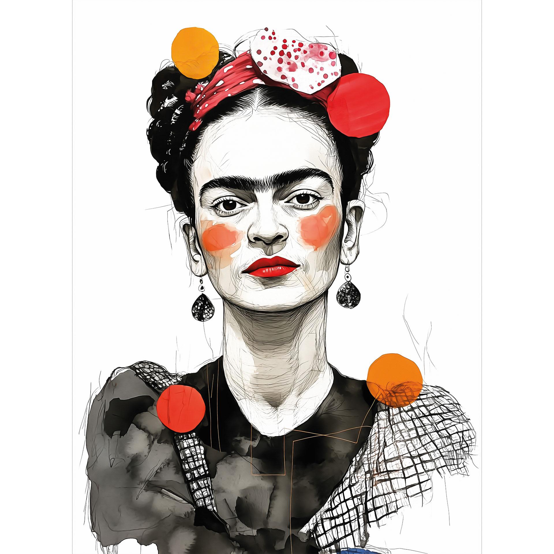 Frida Kahlo pop-art portret Fotobehang - Jaszke