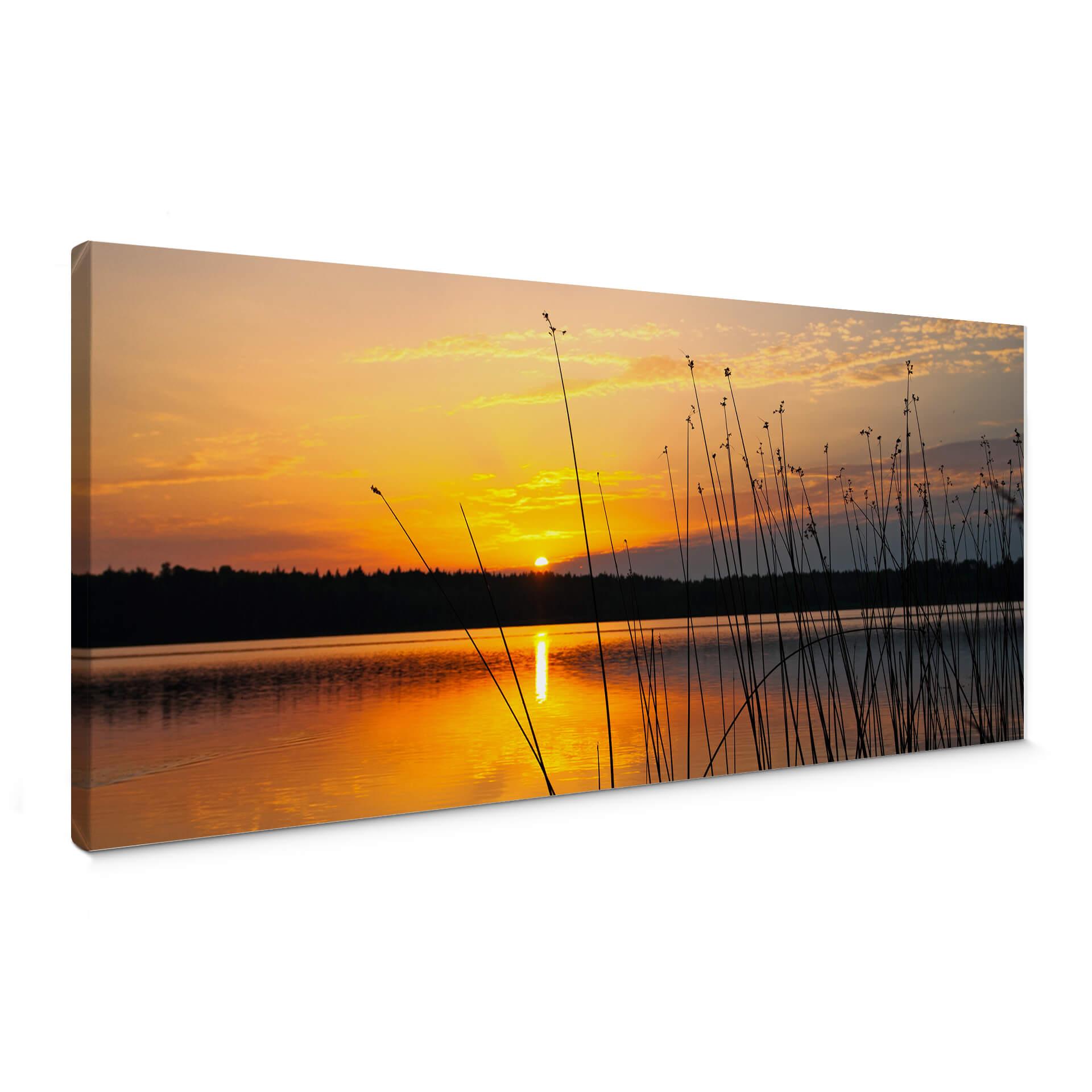 Lienzo Puesta de sol en el lago - Panorama
