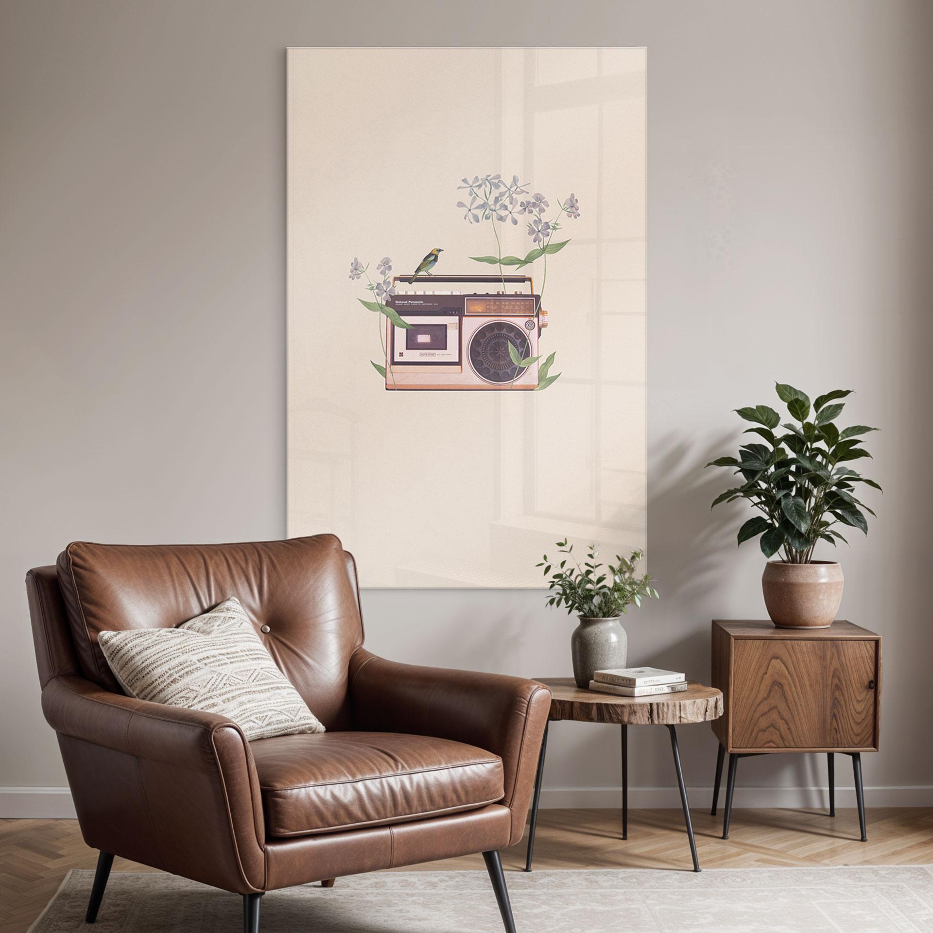 Akrylbillede Retro Radio floral - Frida Floral Studio