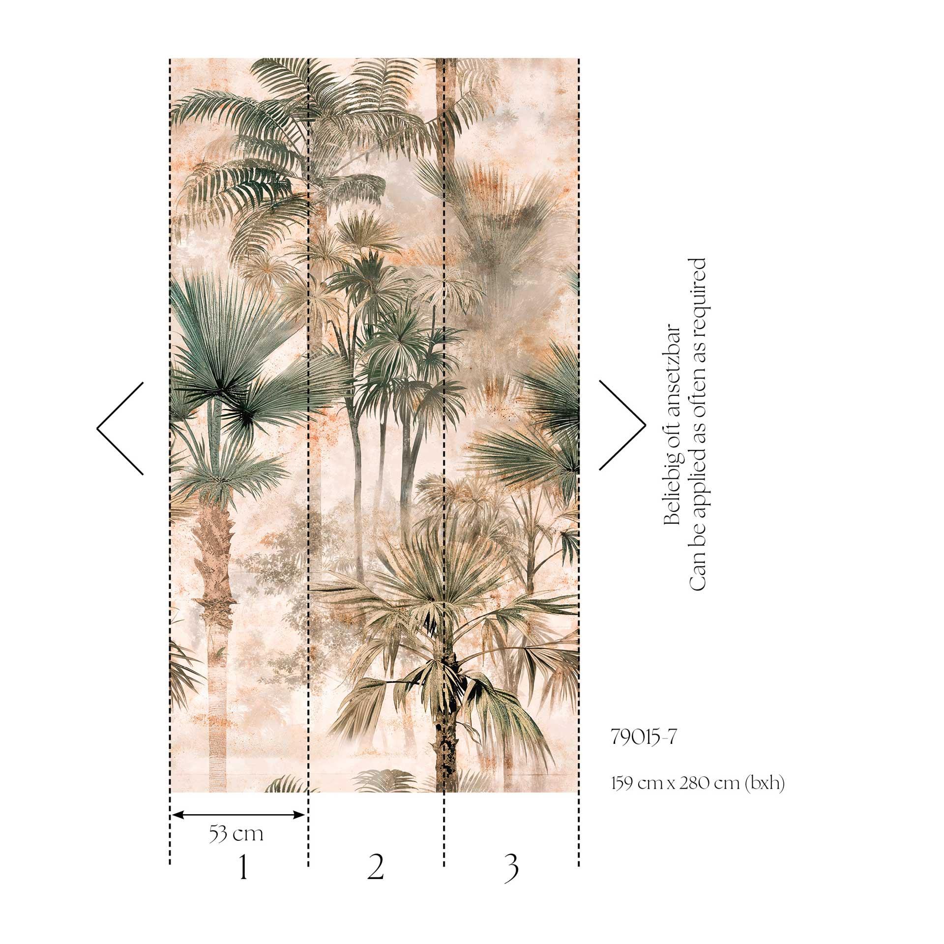 Tropische palmen beige groen Fotobehang - uittrekbaar & modern