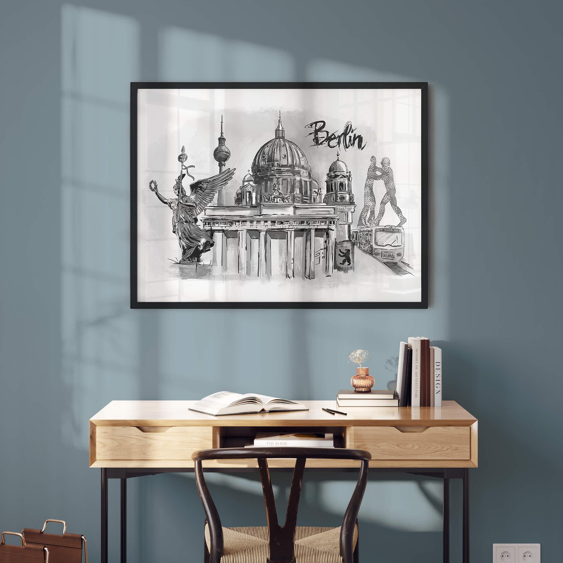 Poster Love your City - Berlin - schwarz-weiß