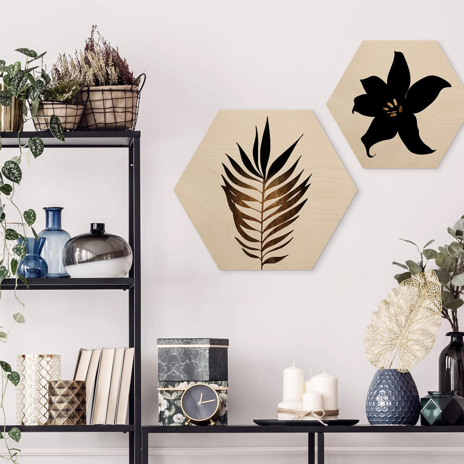 Hexagon Hout Kubistika - Golden Leaf
