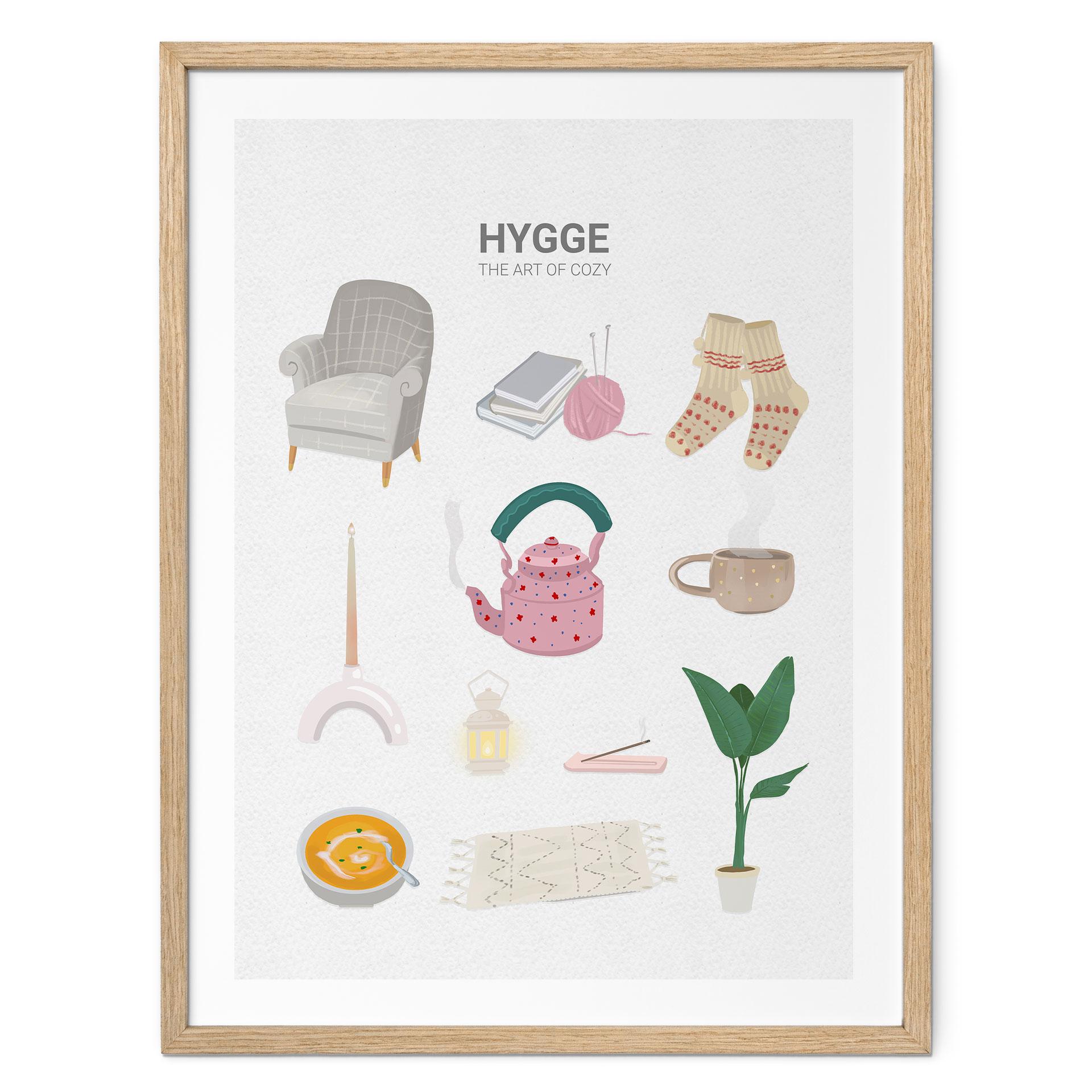 Plakat med hyggelige vibes og hygge-dekoration - Lizde