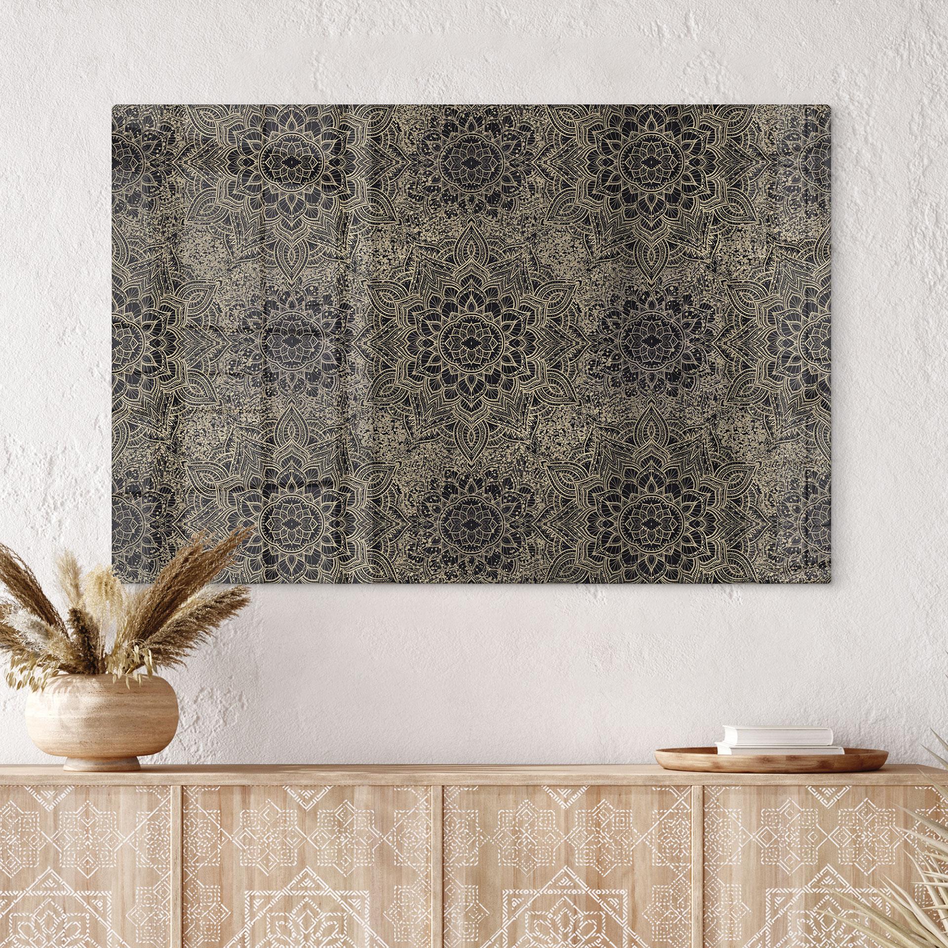 Glasbillede - Mandala Boho antik guld - Bloomery Decor