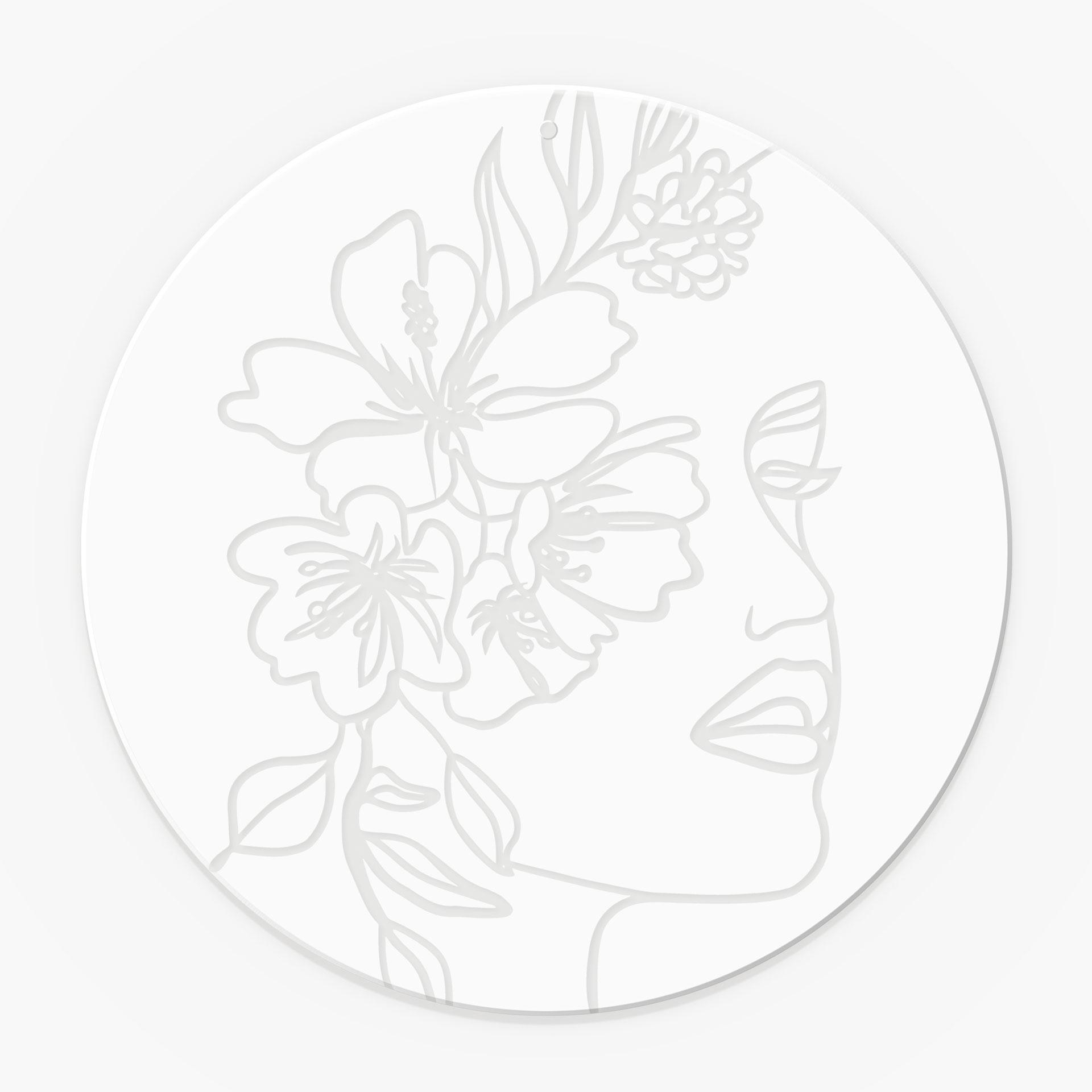 Quadro in vetro acrilico, quadro da appendere Face Floral - Rotondo