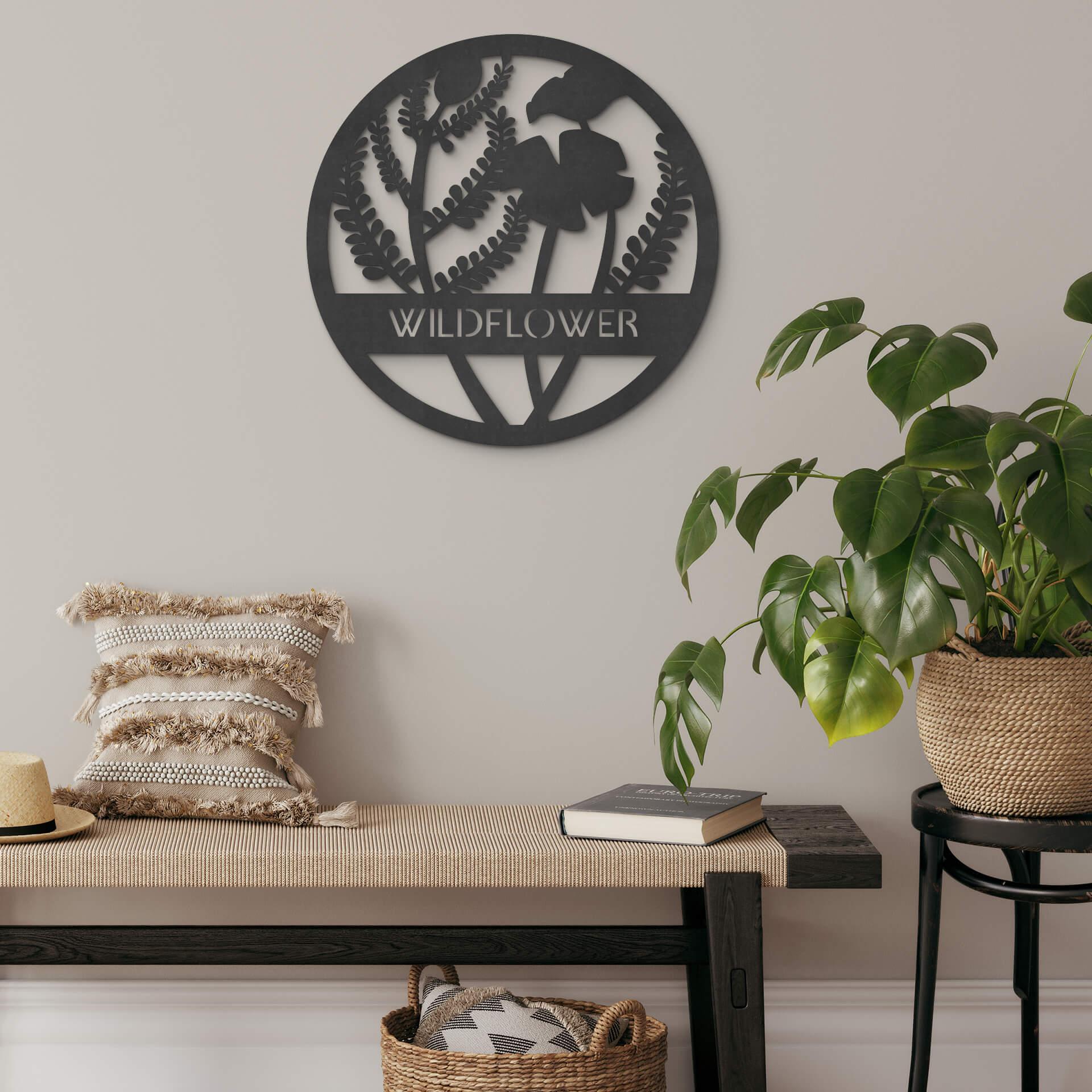 MDF - Decoración en madera - Flores en círculo - Wildflower