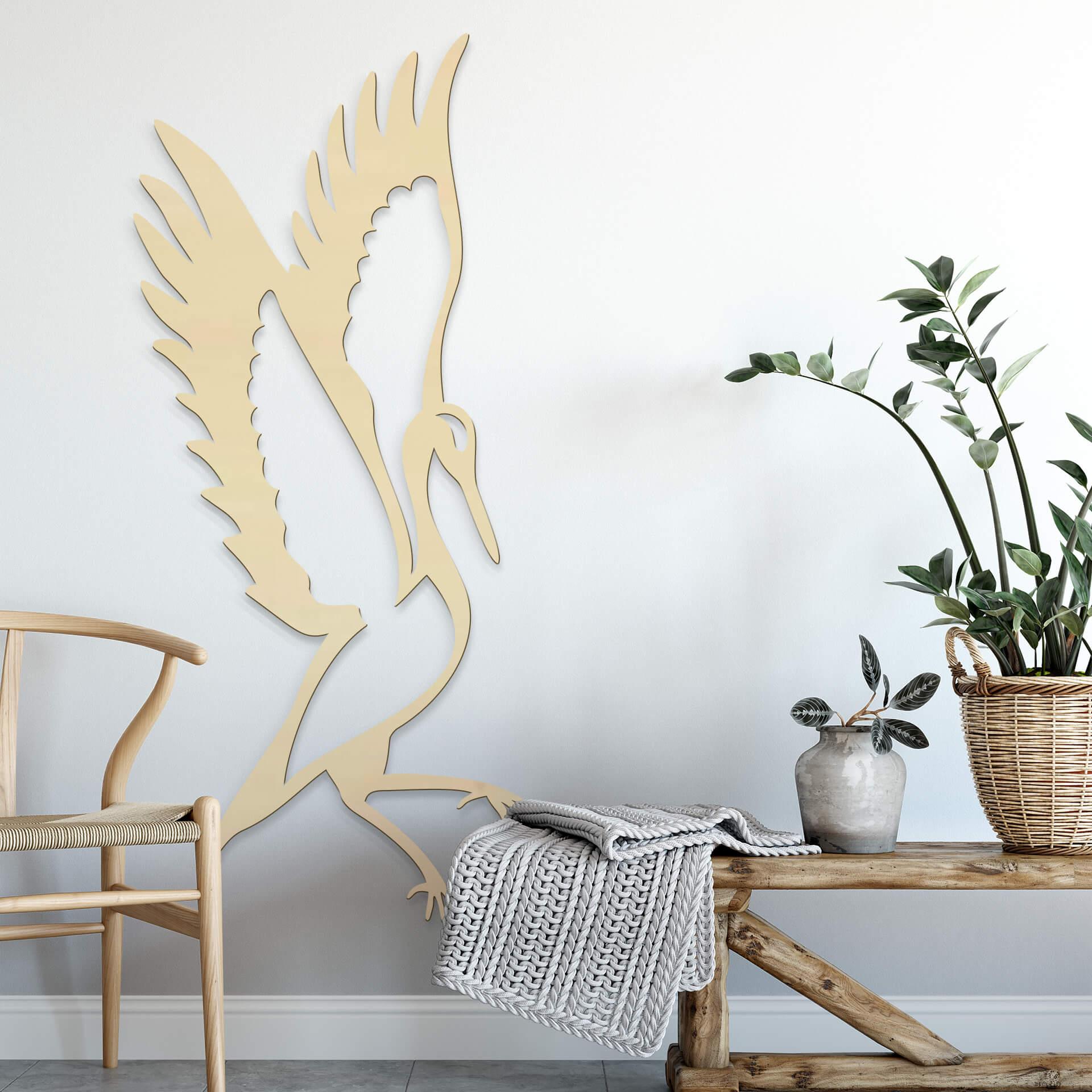 Décoration en bois - Grue - Placage de peuplier