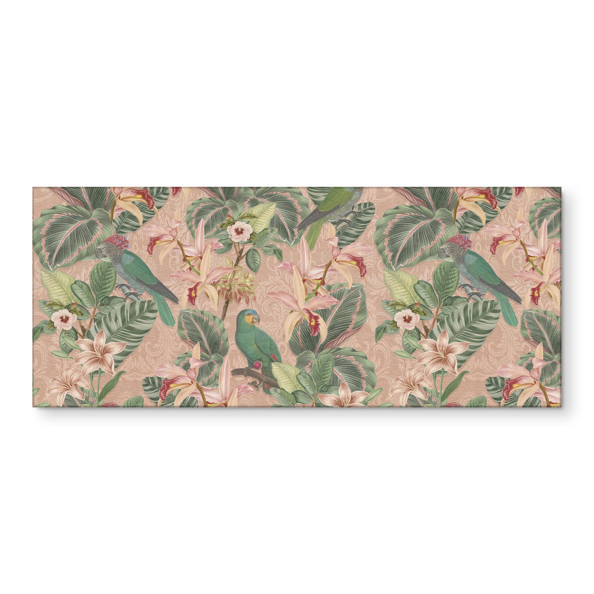 Stænkplade til køkken jungle med papegøjer pink - Bloomery Decor