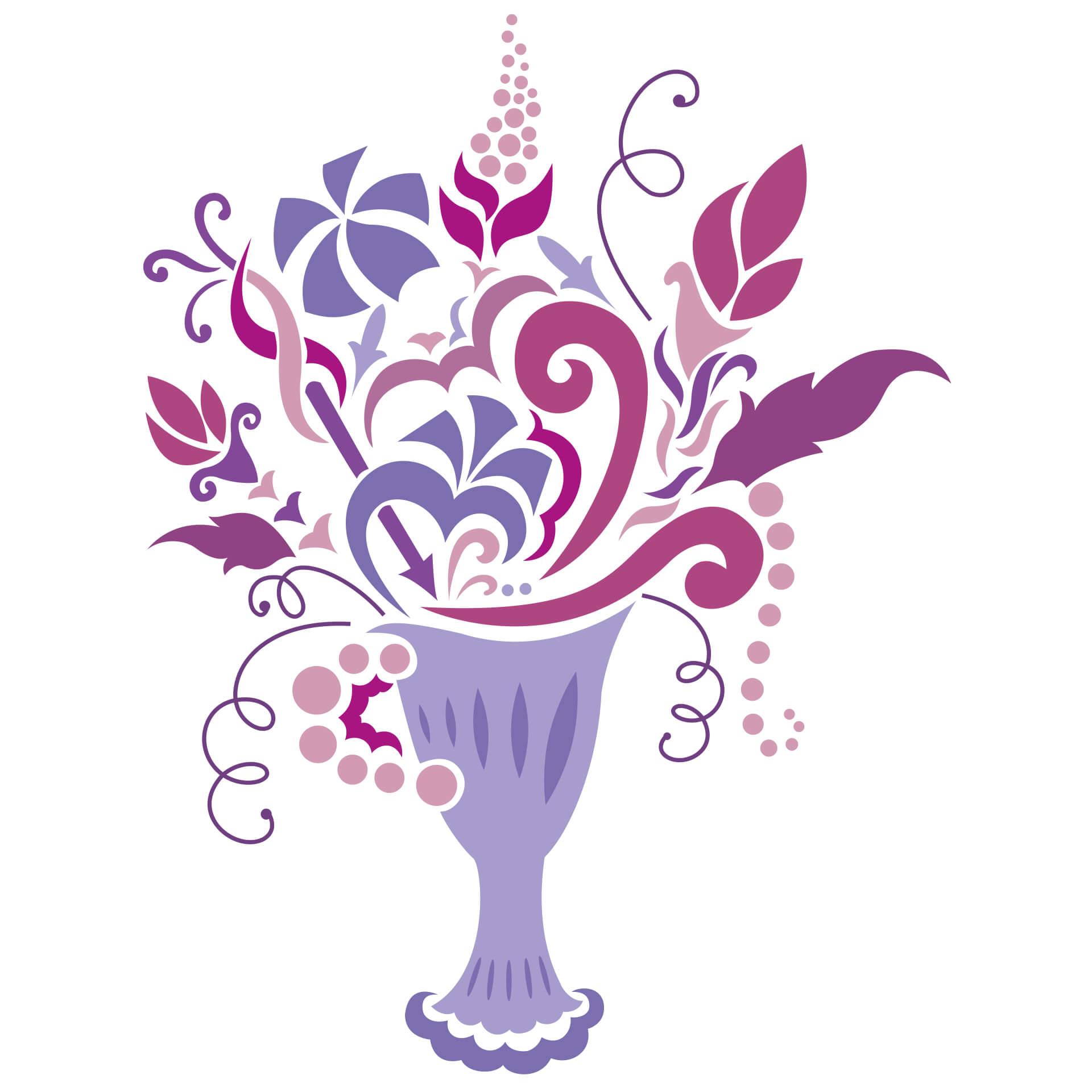 Muursticker Boeket Paarse Bloemen