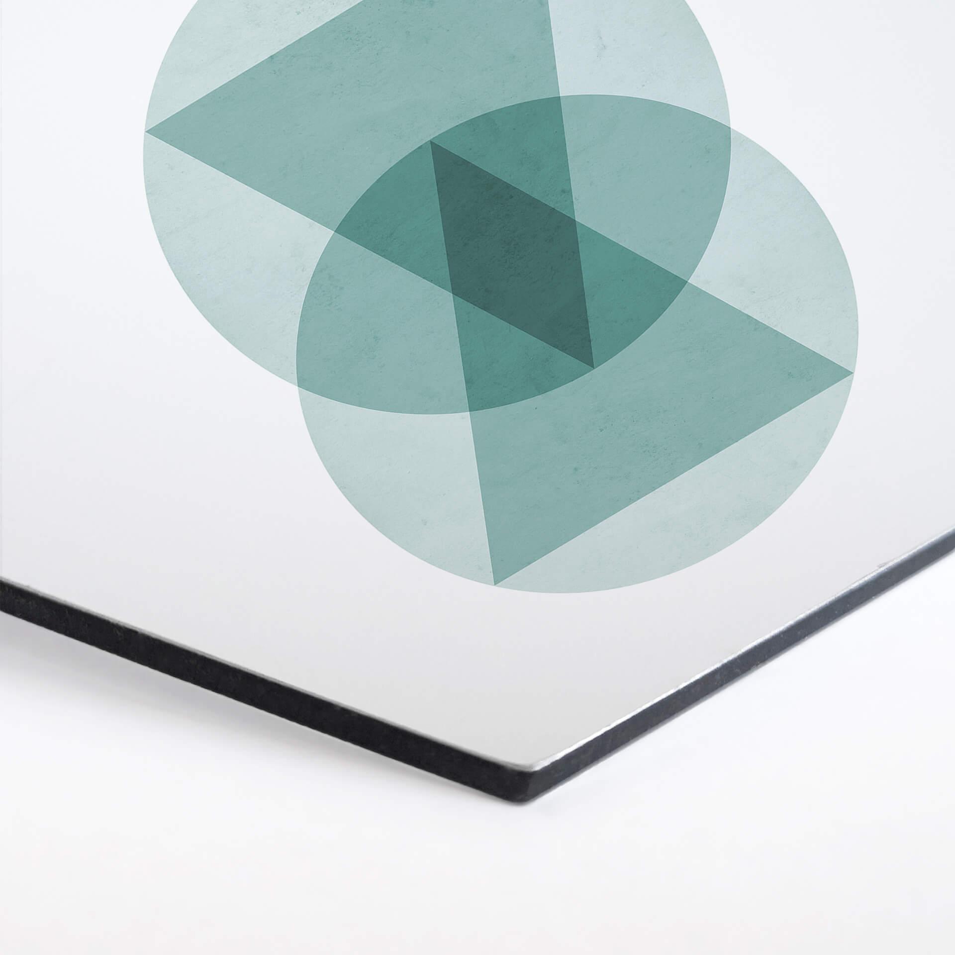 Hexagon - Alu-Dibond Nouveauprints - Circles & triangles aqua