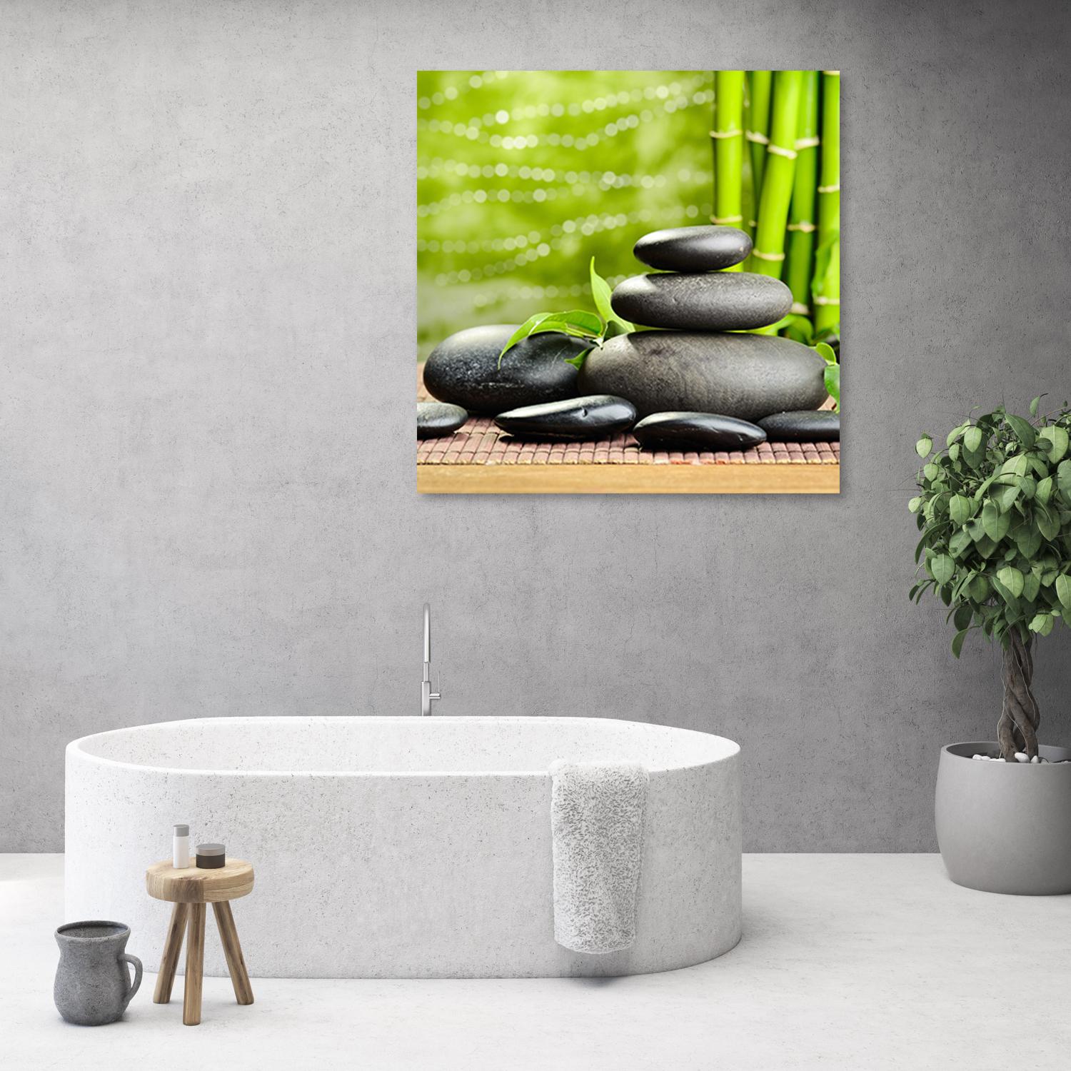 Canvasbillede, bambussten Zen Spa