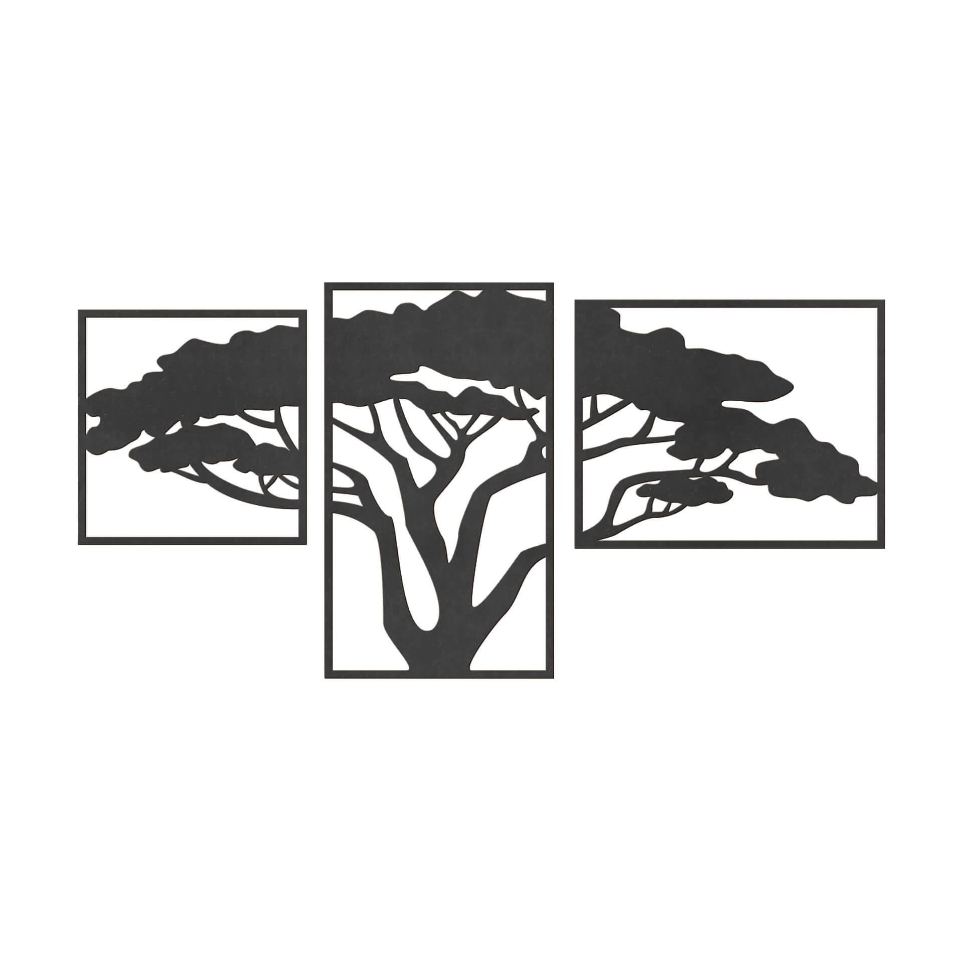 Decoración en madera MDF Árbol africano (3 piezas)